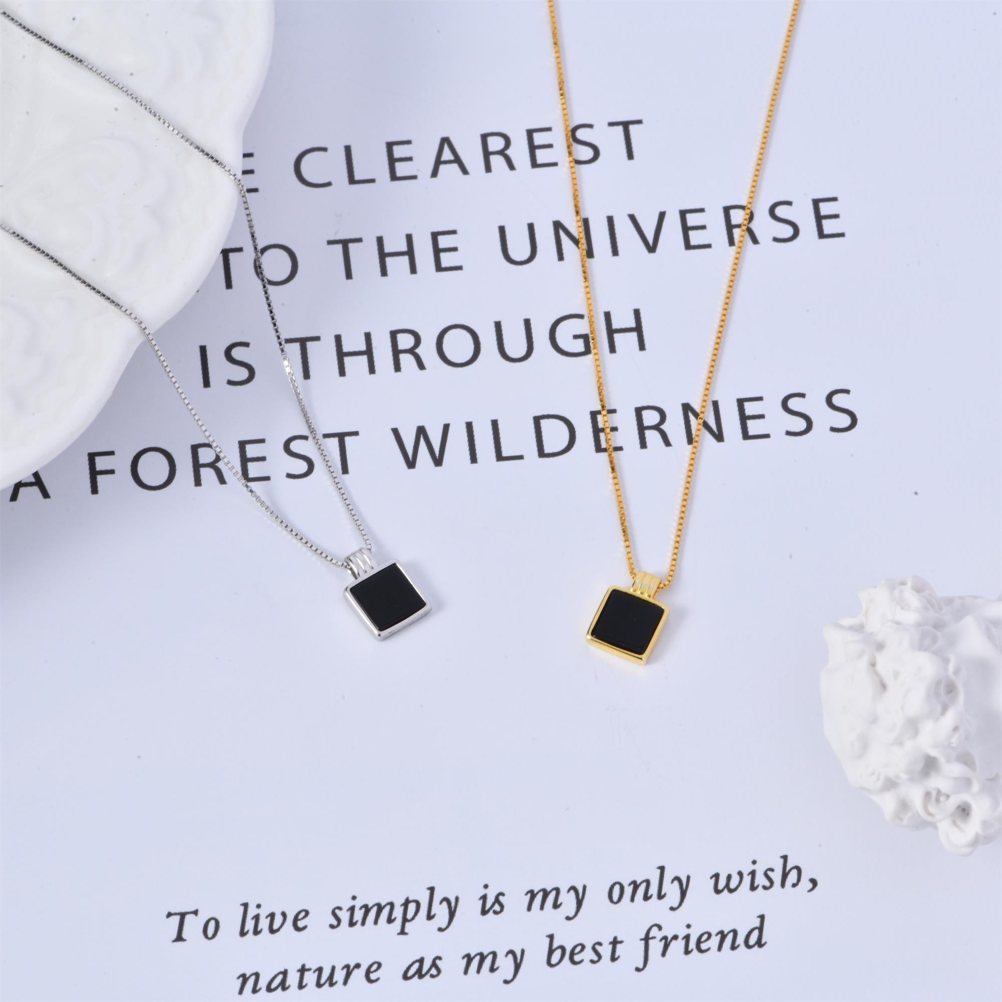 16'' Sliver Gold Square Necklace,Minimalist Necklace for Women,Box Chain necklace, Delicate Black Necklace, Golden choker, Birthday/Mother's Day Gift