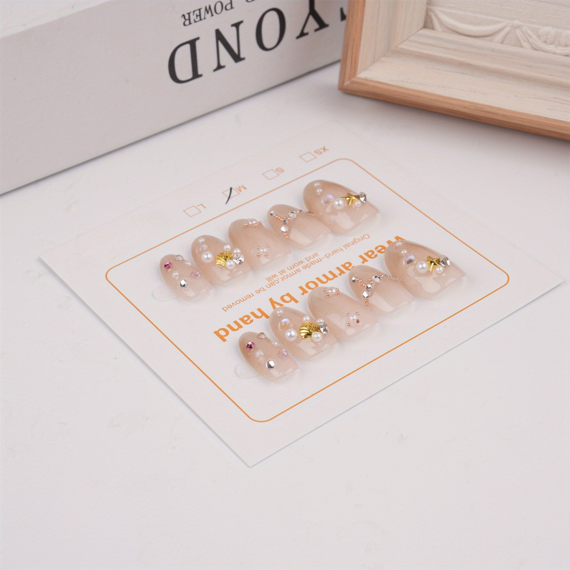 Gold Stars Press on Nails, Medium Oval Nails, Reusable Nails, Gentle Wedding Manicure