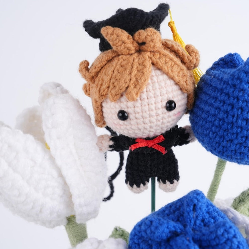 Personalized Crochet Tulip Bouquet,Baby's Breath,Daisy,Everlasting Gift