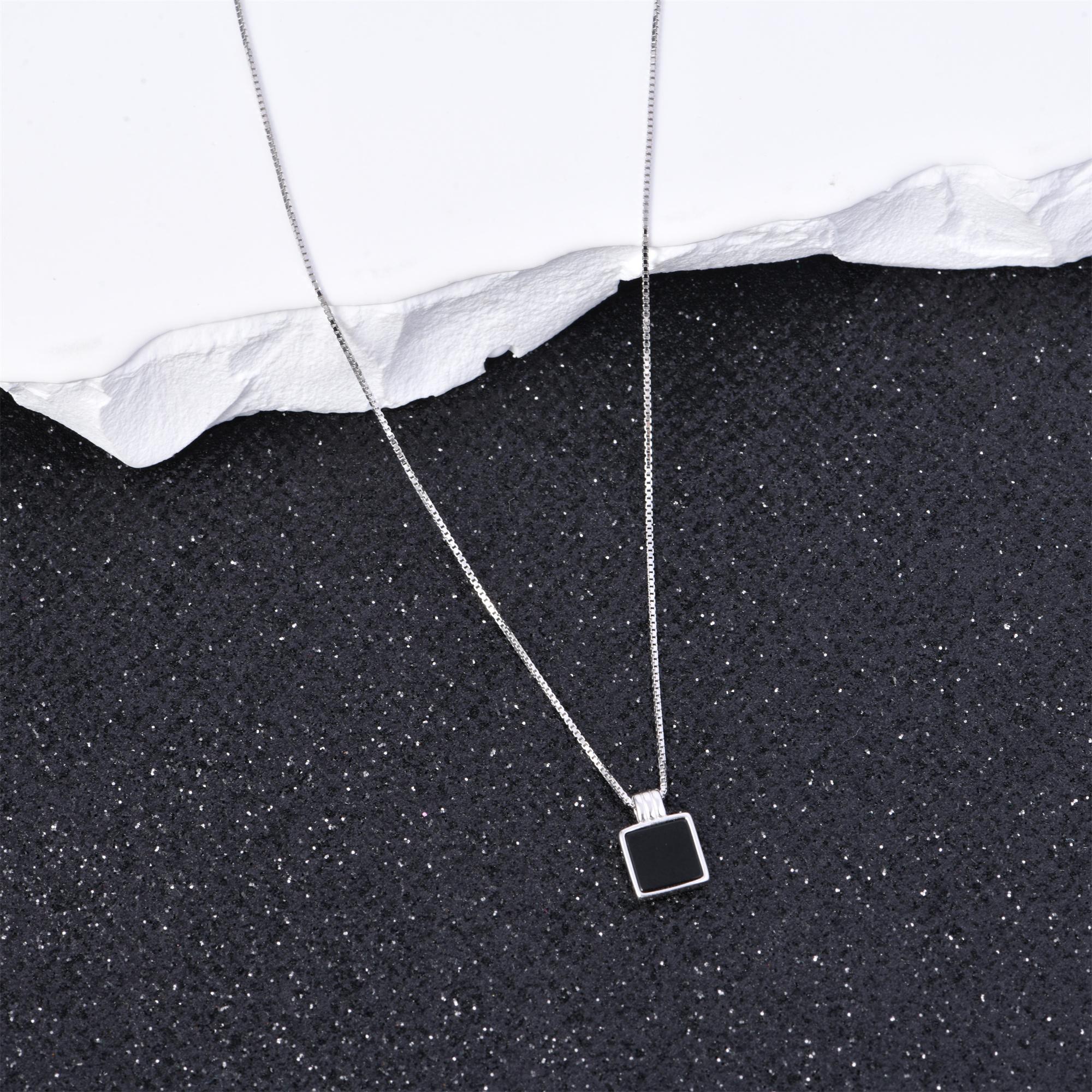 16'' Sliver Gold Square Necklace,Minimalist Necklace for Women,Box Chain necklace, Delicate Black Necklace, Golden choker, Birthday/Mother's Day Gift