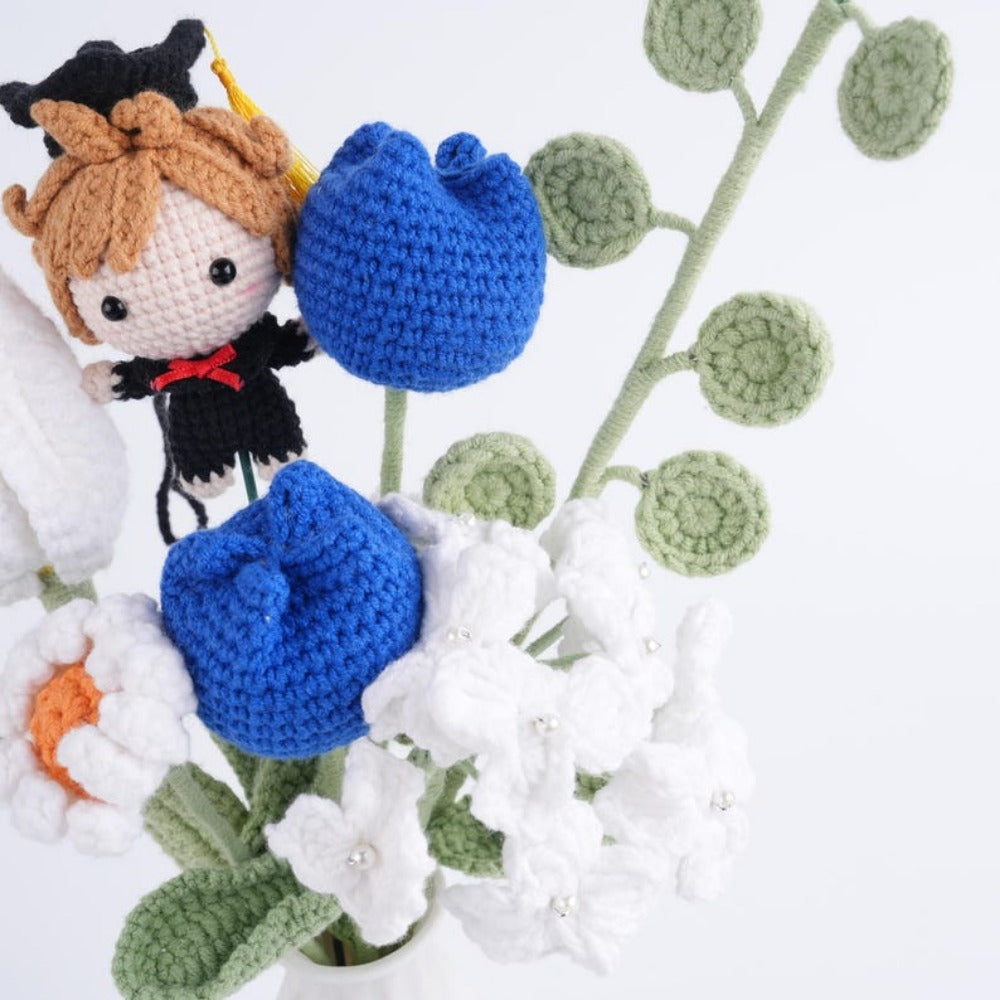 Personalized Crochet Tulip Bouquet,Baby's Breath,Daisy,Everlasting Gift