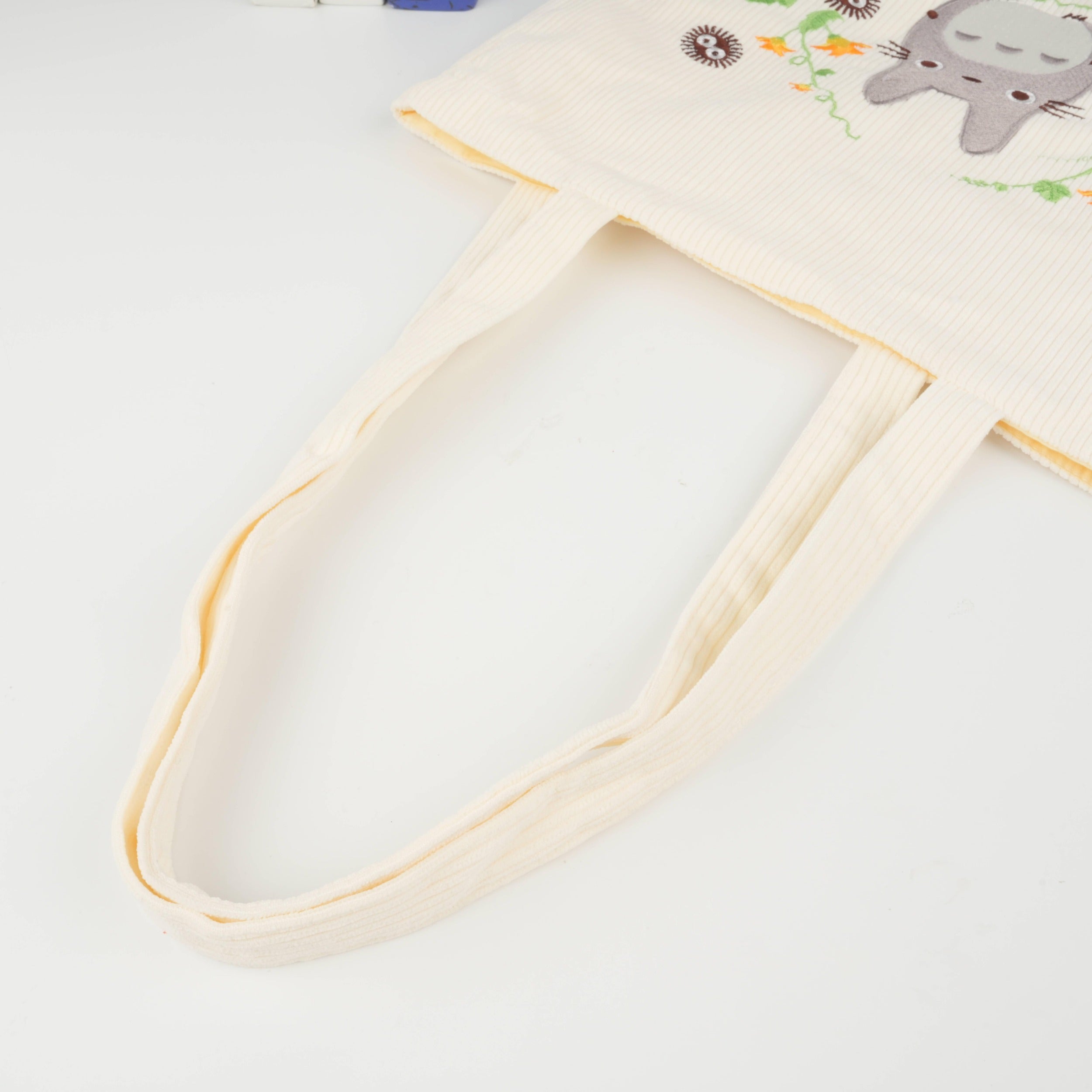 Handmade Embroidery Totoro Tote,Corduroy  Bag Aesthetic,Cute Anime Handbag,Personalized Birthday Gift