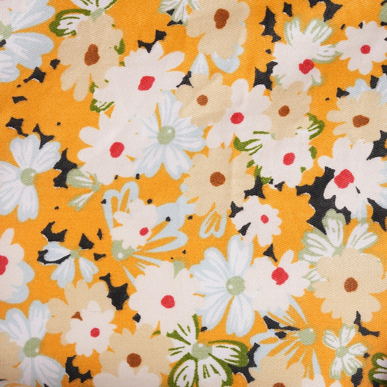 Yellow Blooming Flowers Scrub Cap Women Ponytail Cap with Sweatband & Buttons OR Surgical Hat Healthcare