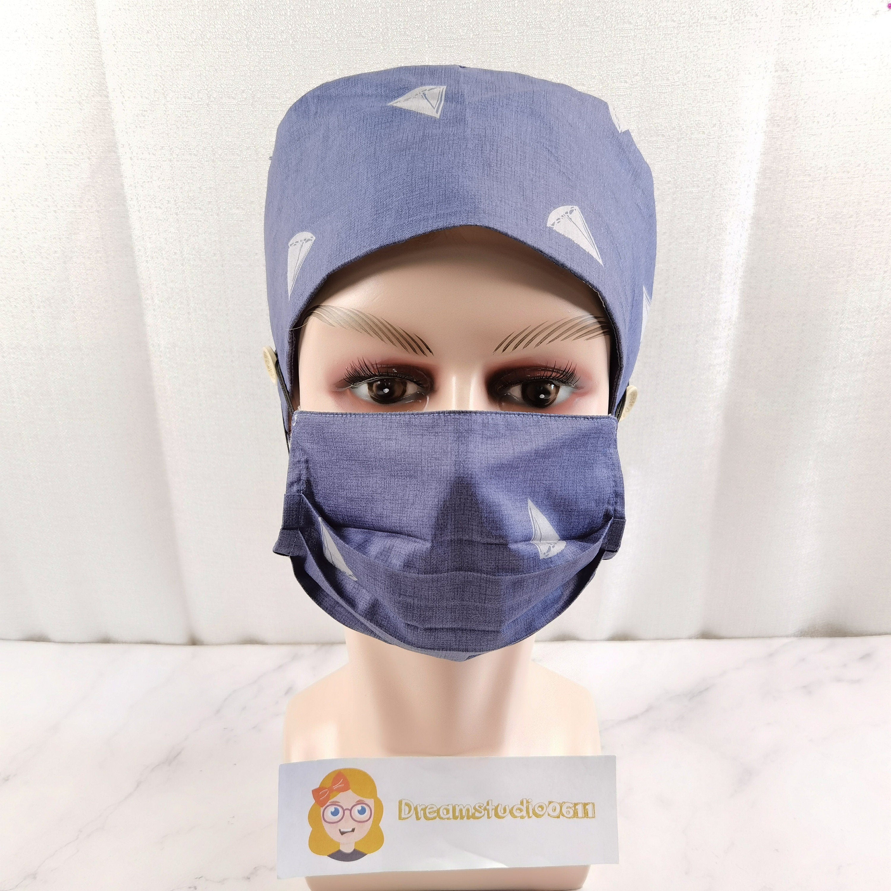 Navy Cotton Tie Back Style Scrub Cap for Men