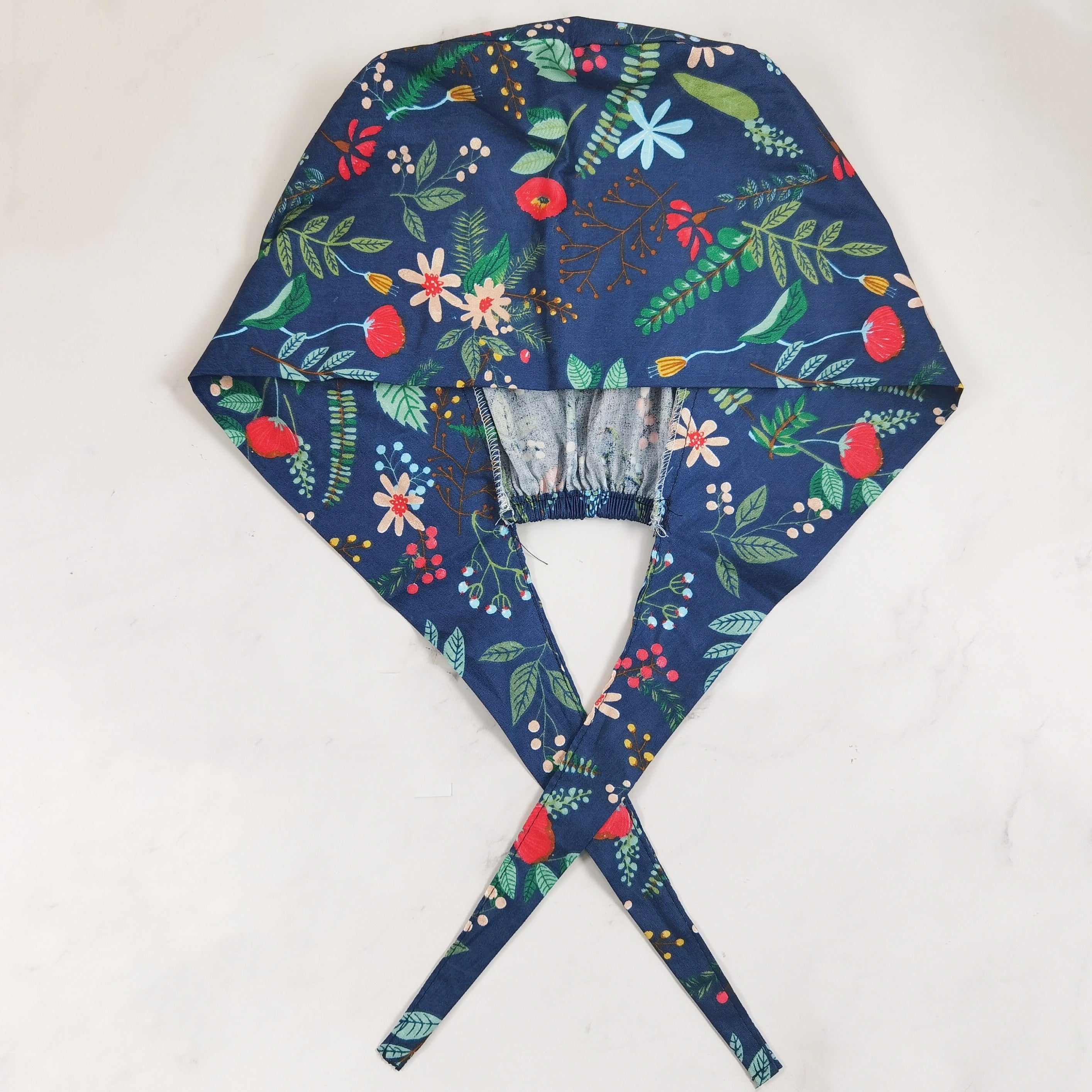 Floral Cotton Scrub Cap - Tie-back Style OR Hat