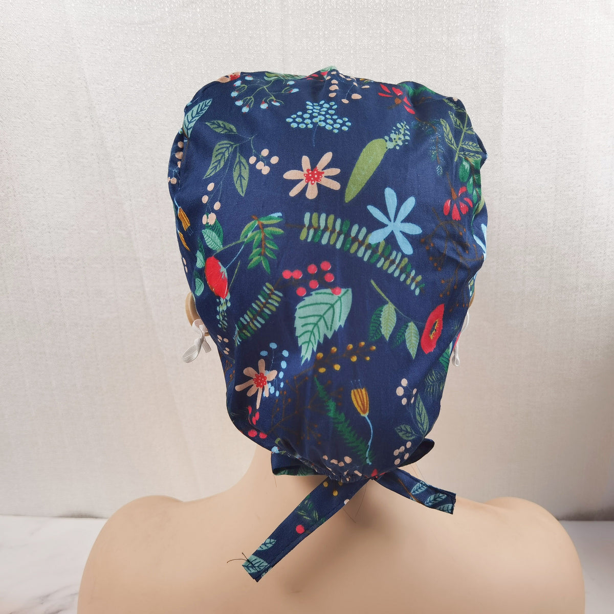 Floral Cotton Scrub Cap - Tie-back Style OR Hat