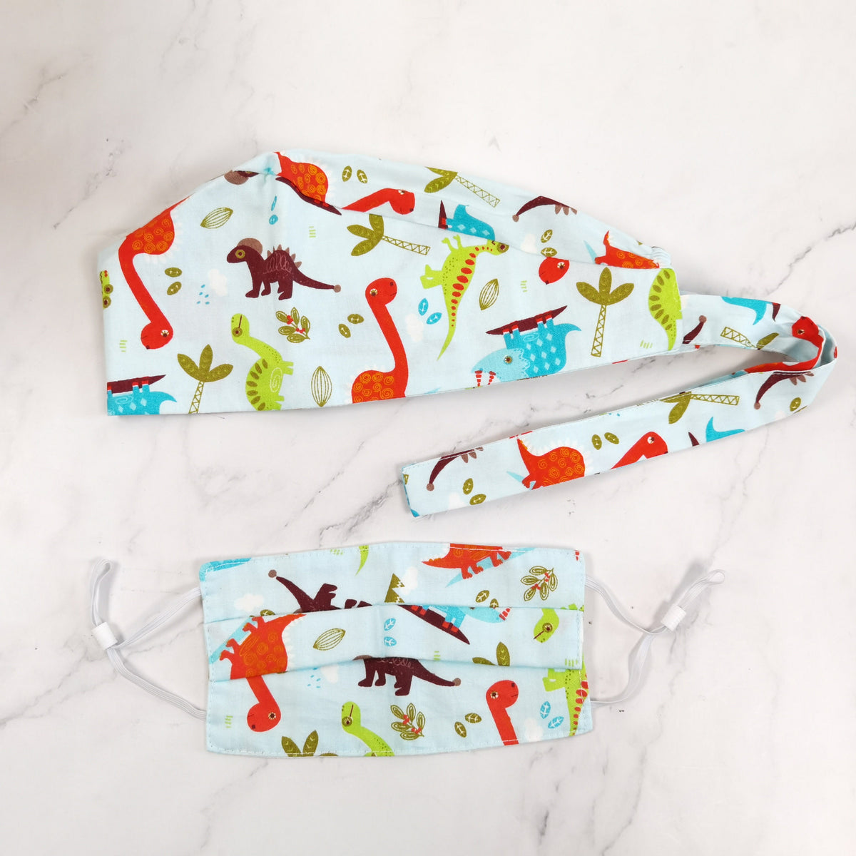 Cute Dinosaur Print Cotton Scrub Cap For Kids