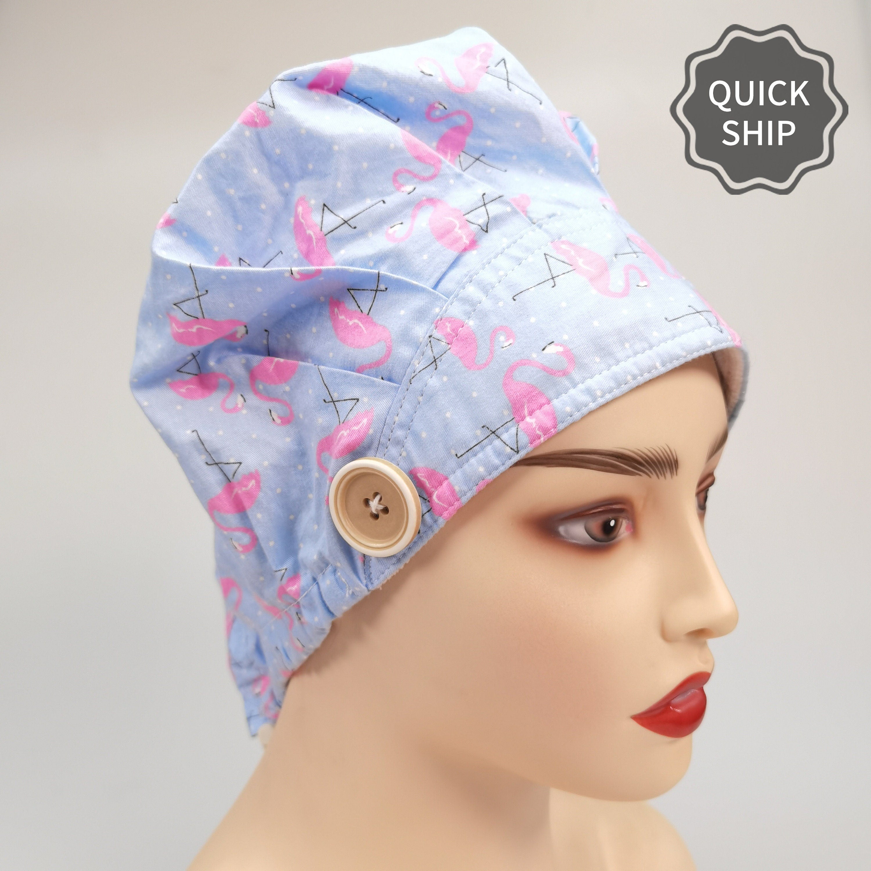 Flamingo Pattern Bouffant Scrub Cap