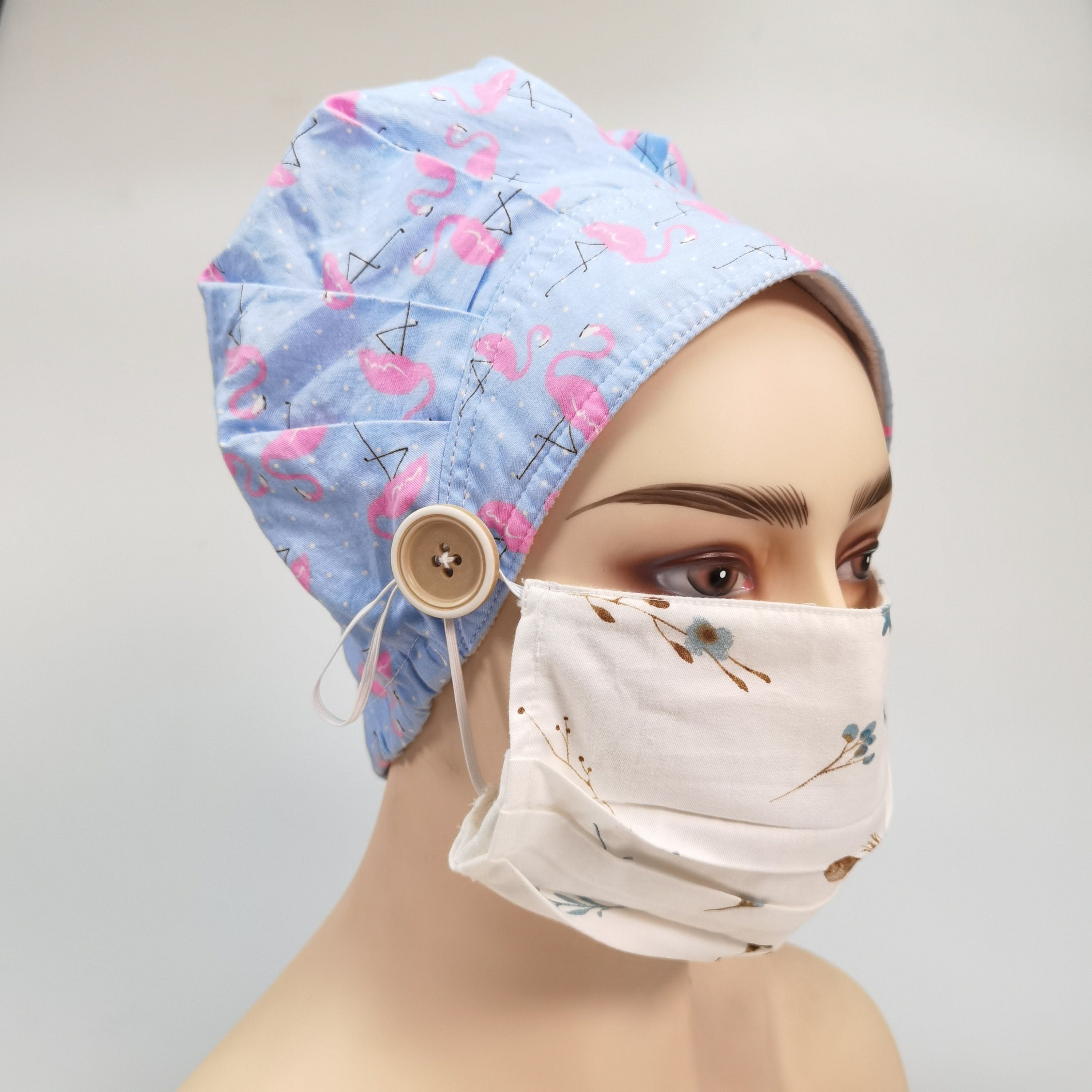 Flamingo Pattern Bouffant Scrub Cap