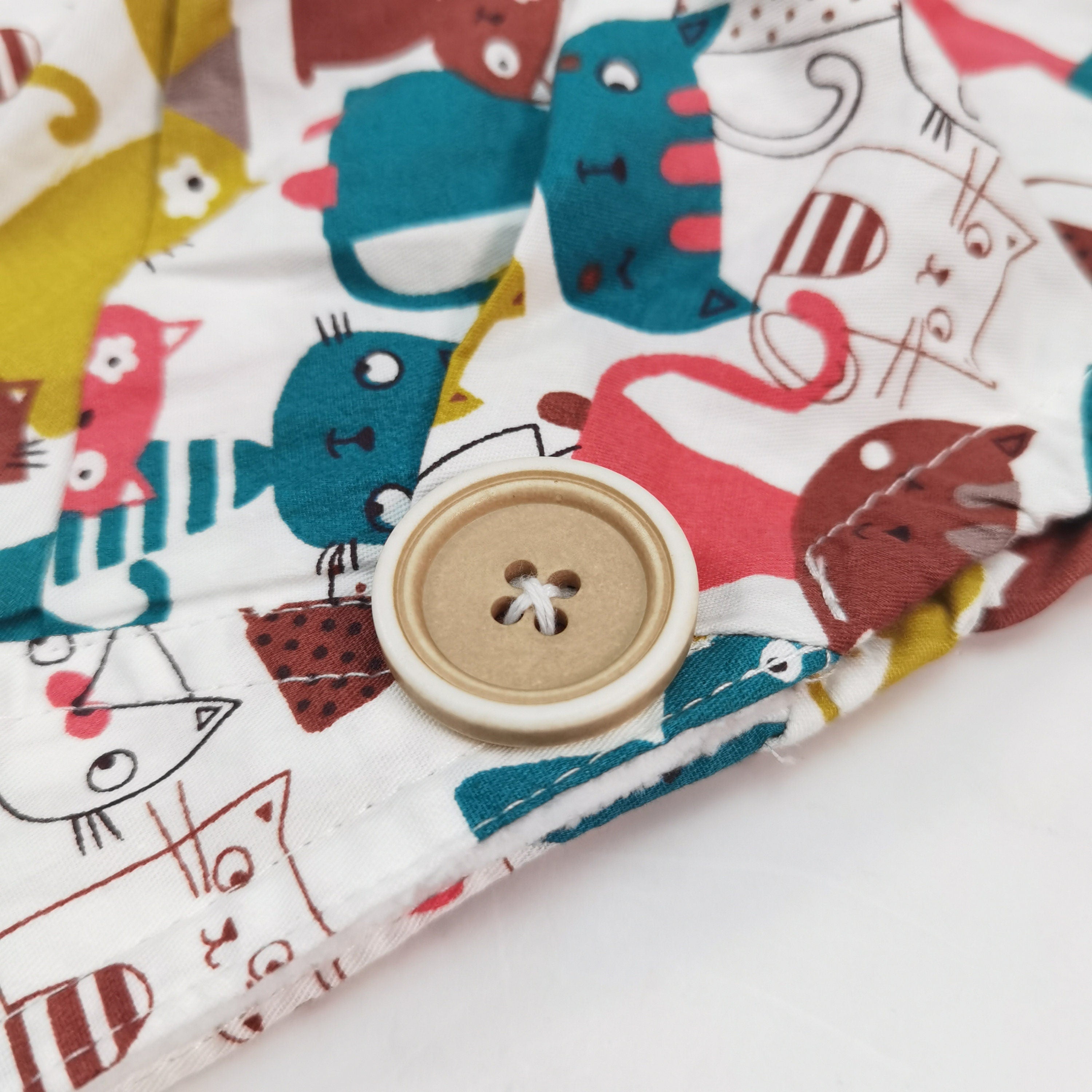 Kitten & Fox Print Bouffant Scrub Cap