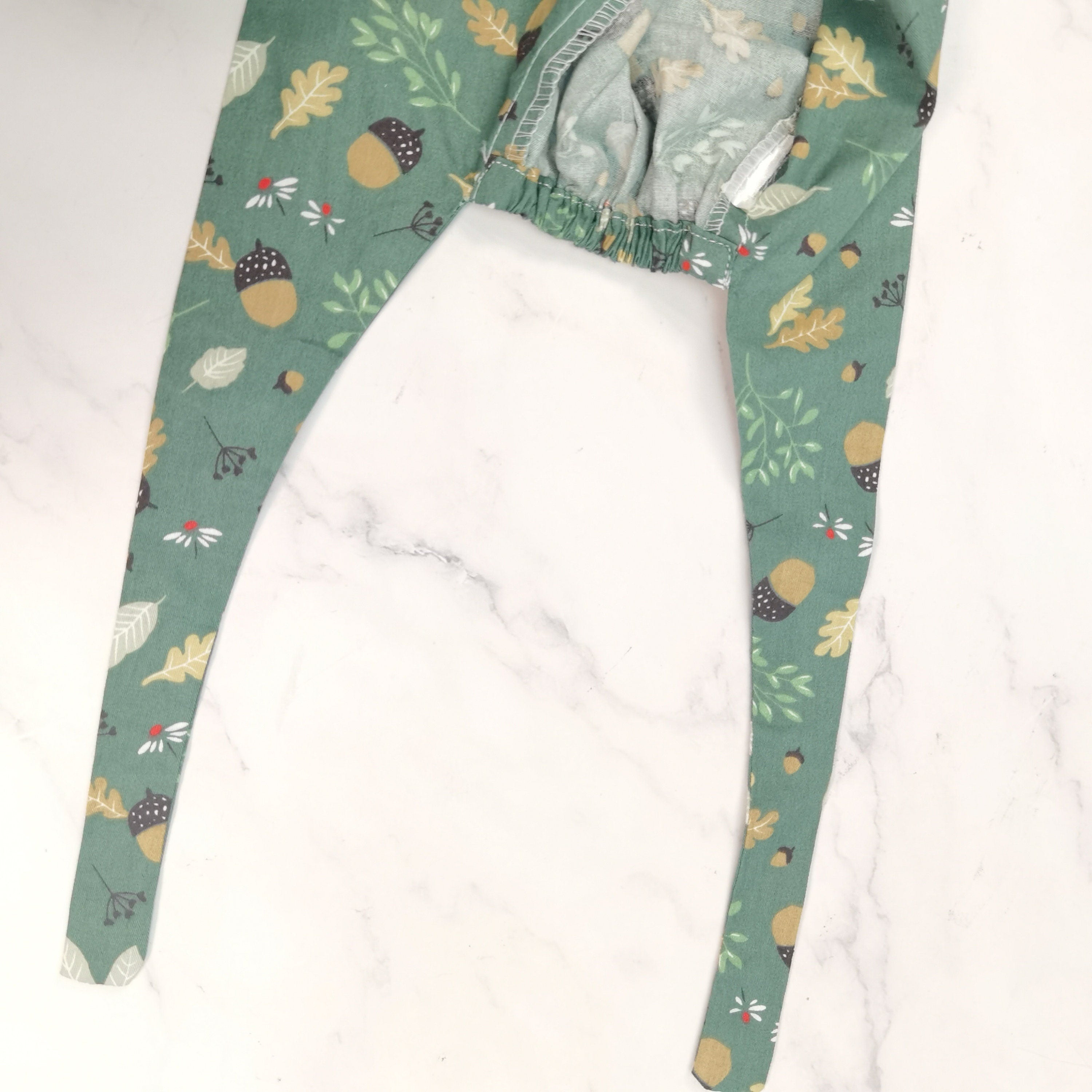 Green Forest Cotton Scrub Cap, Winter Tie-back Style Surgical Hat