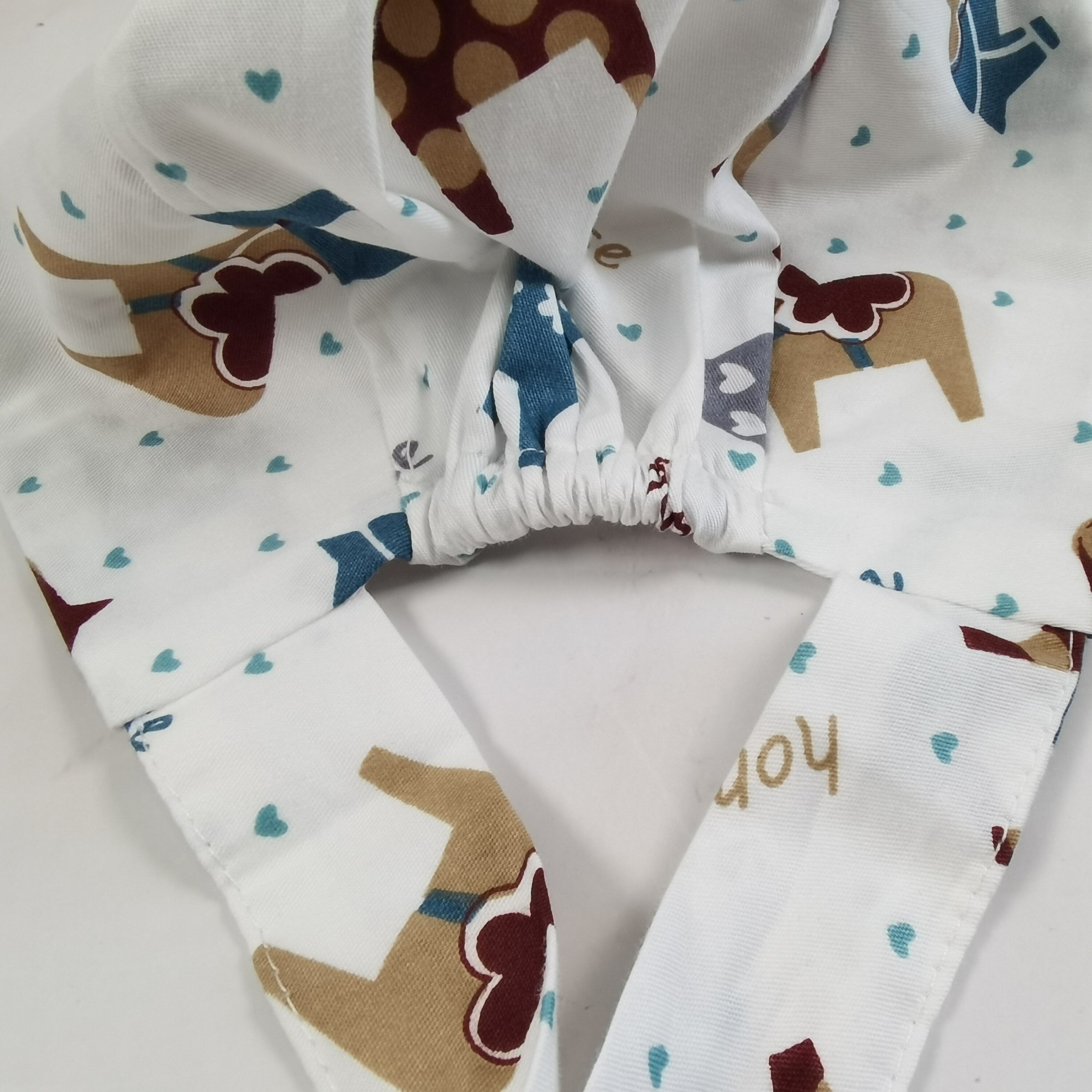Soft Cotton Scrub Cap For Kids, Heart Horse Patern, Tie-back Style
