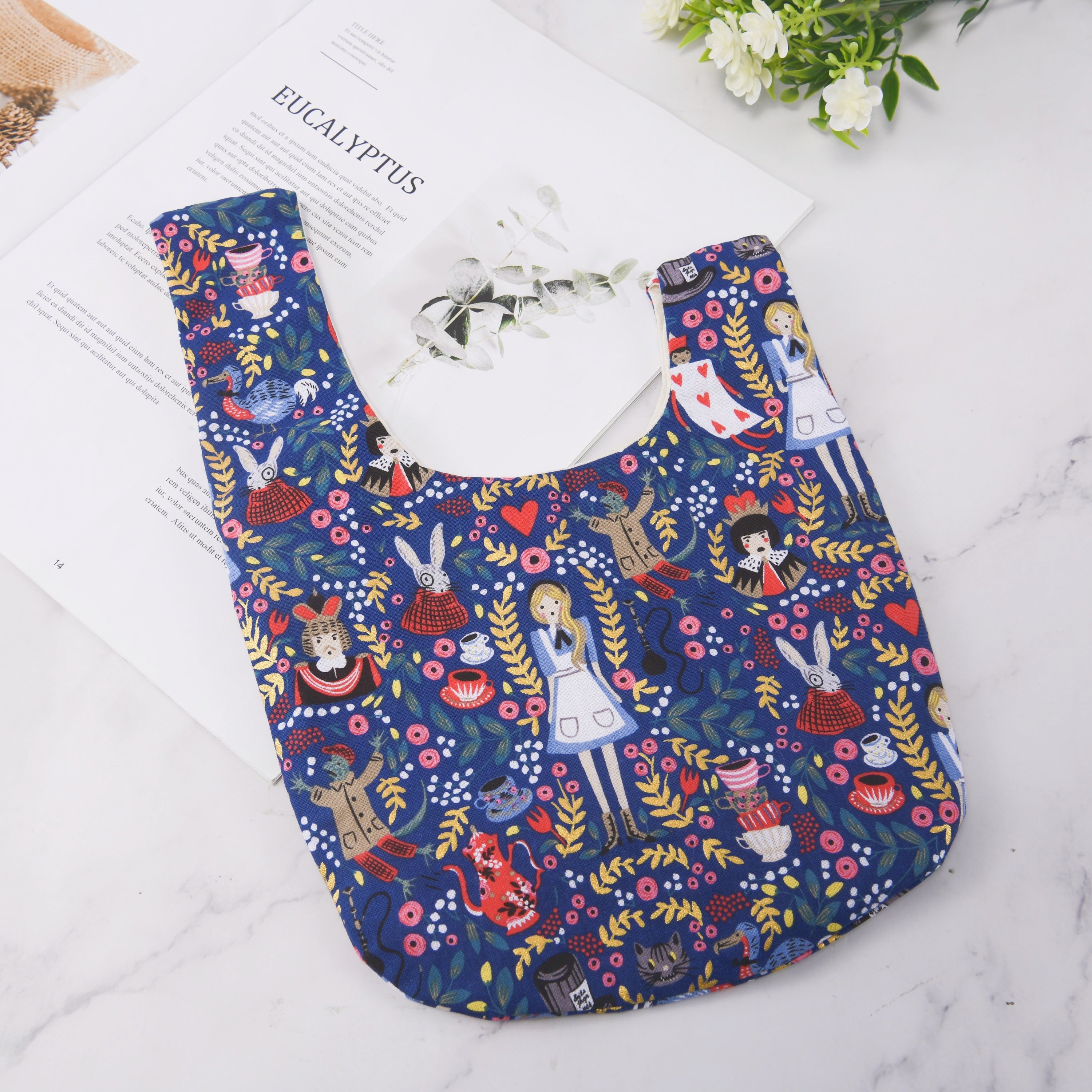 Girl Wonderland Knot Bag: Navy Cotton Wrist Bag Cute