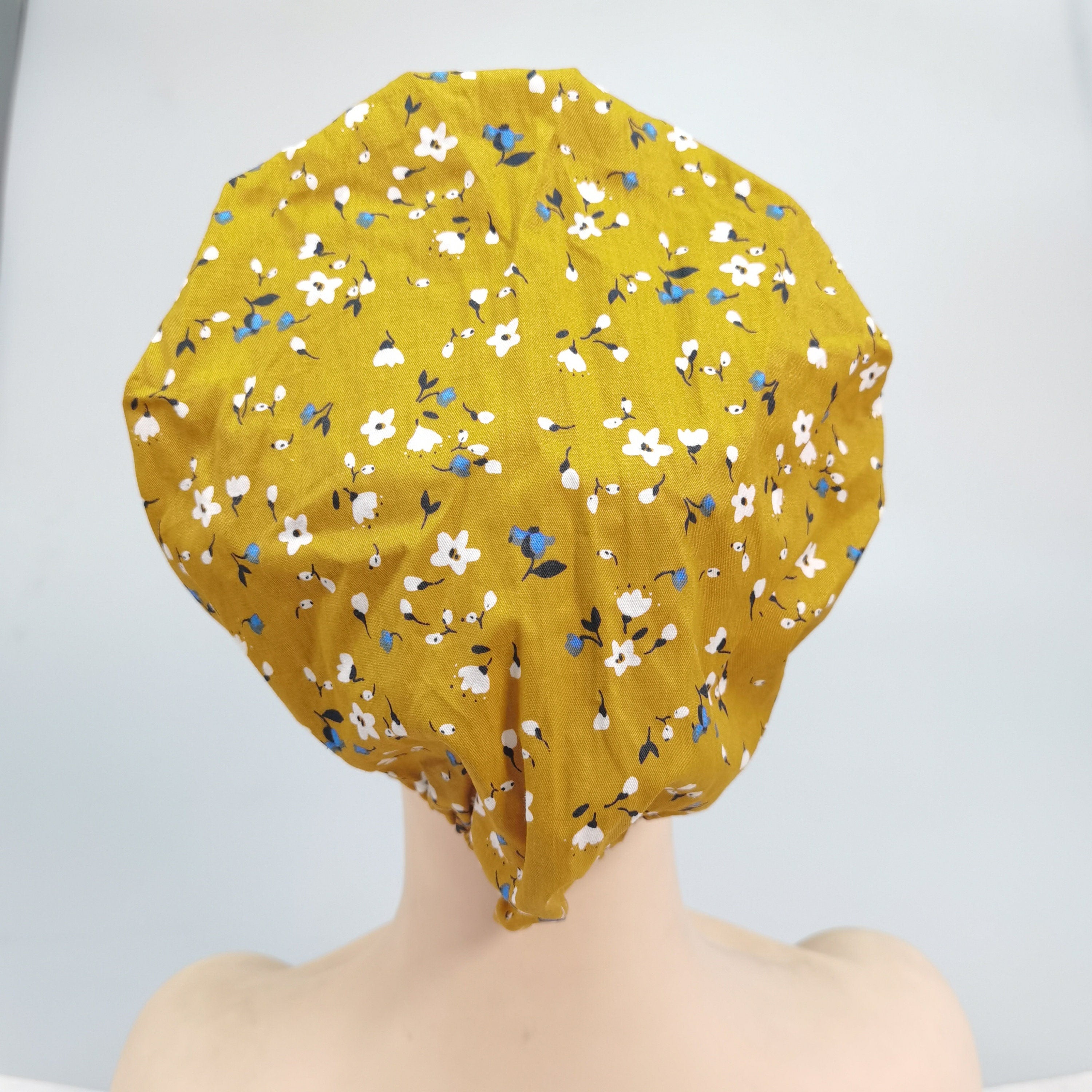 Yellow Preserved Plum Bouffant Scrub Cap