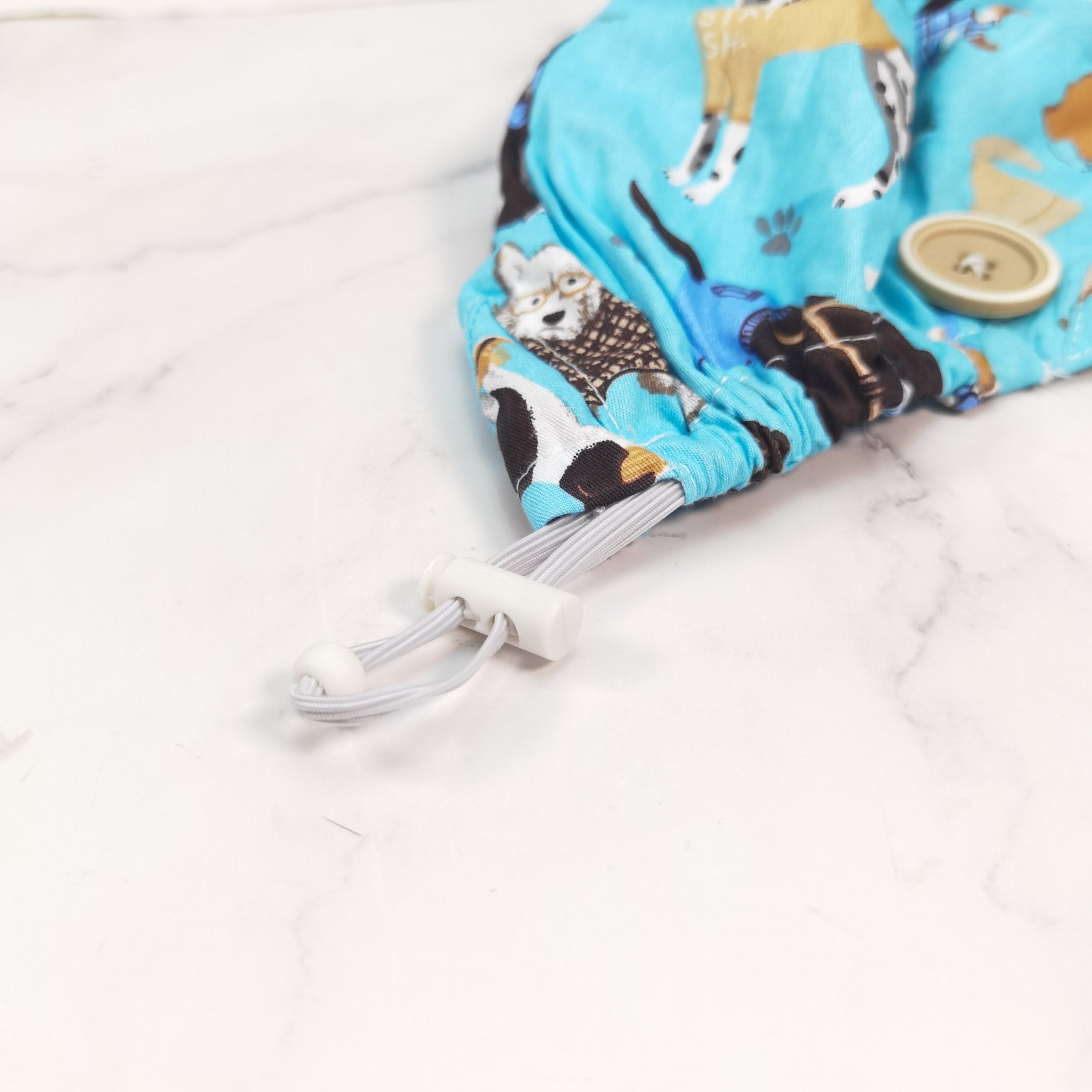 Blue Doggy Cotton Bouffant Scrub Cap