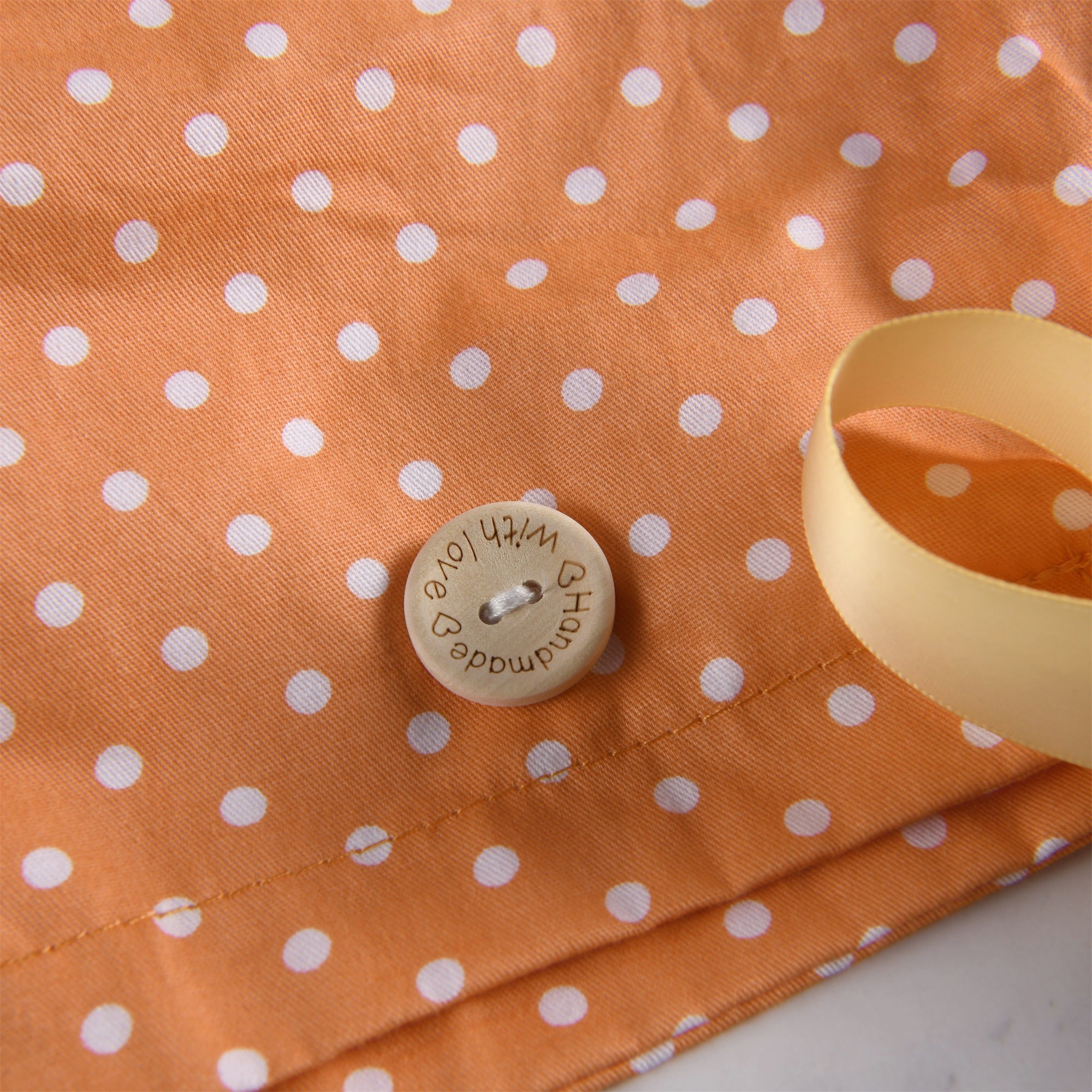 Women's Ponytail Surgical Srub Cap,White Polta on Orange Cotton