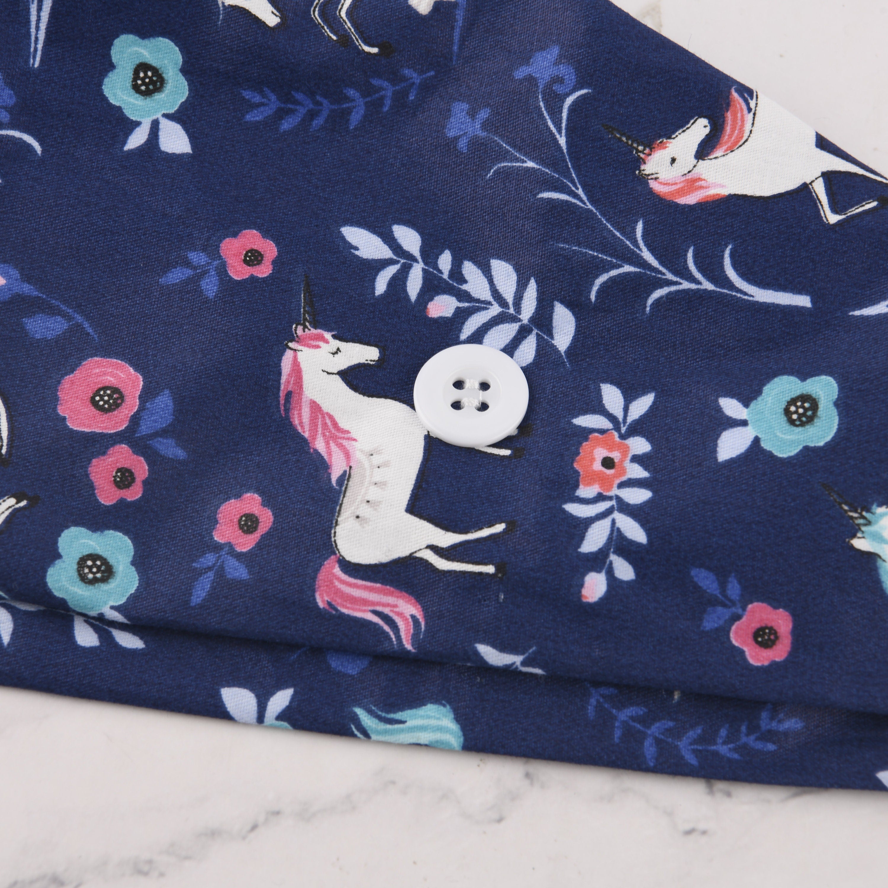 Navy Unicorn Scrub Cap - Tie Back Style