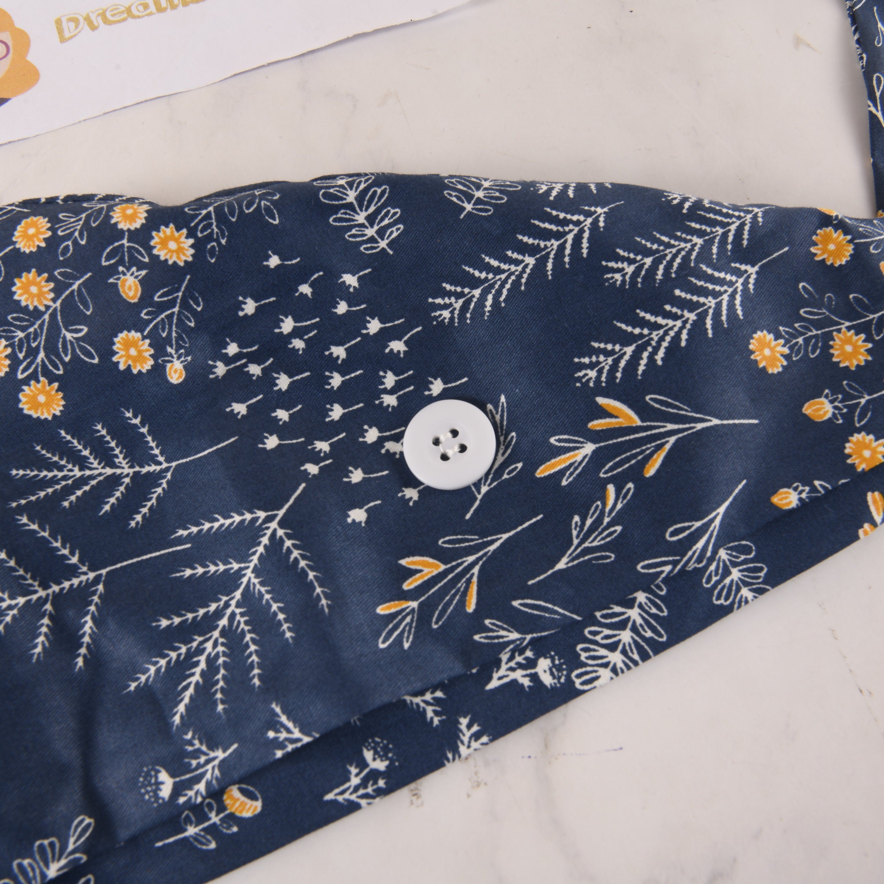 Plants on Navy Scrub Cap - Tie Back Style
