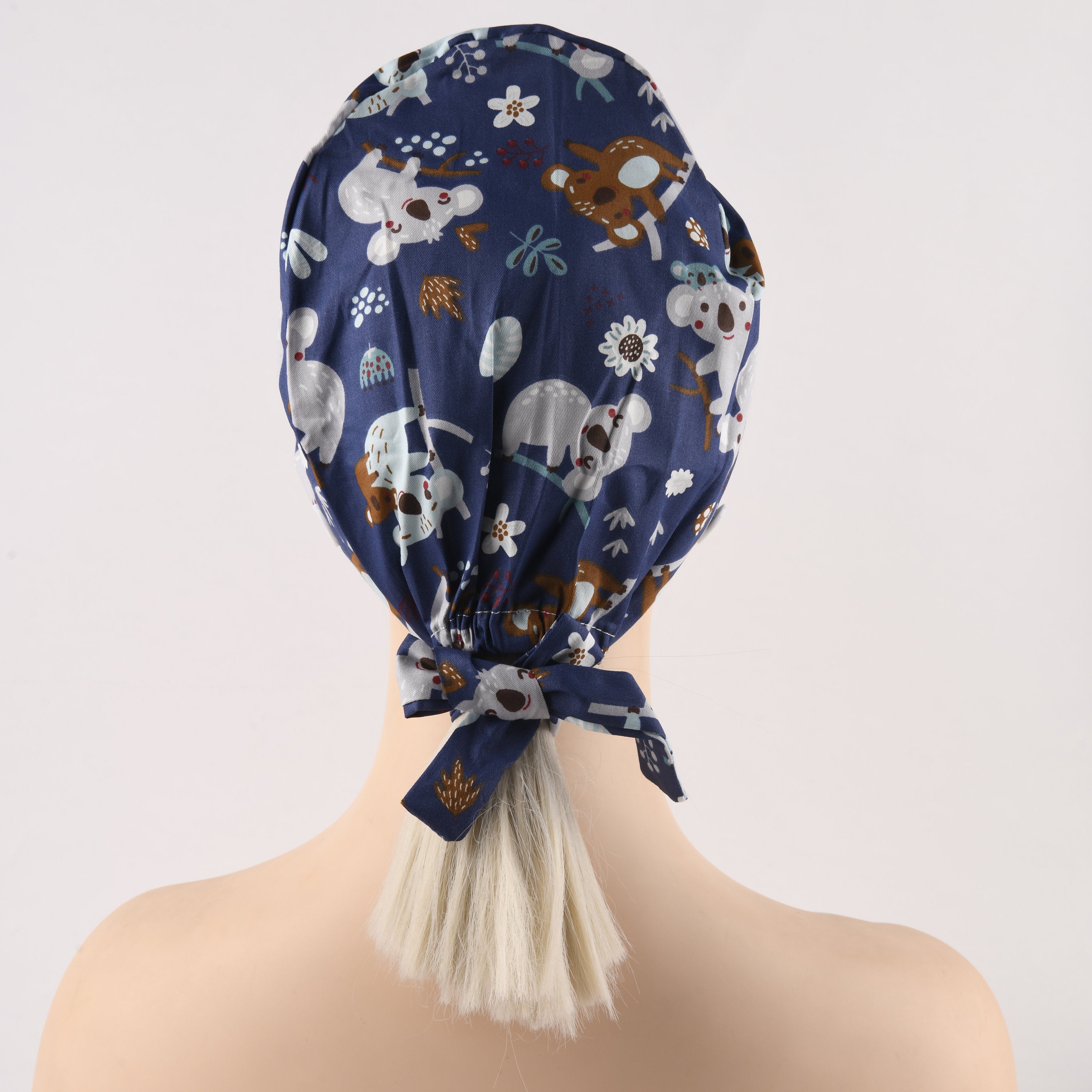 Cute Koala Pattern Scrub Cap - Tie Back Style