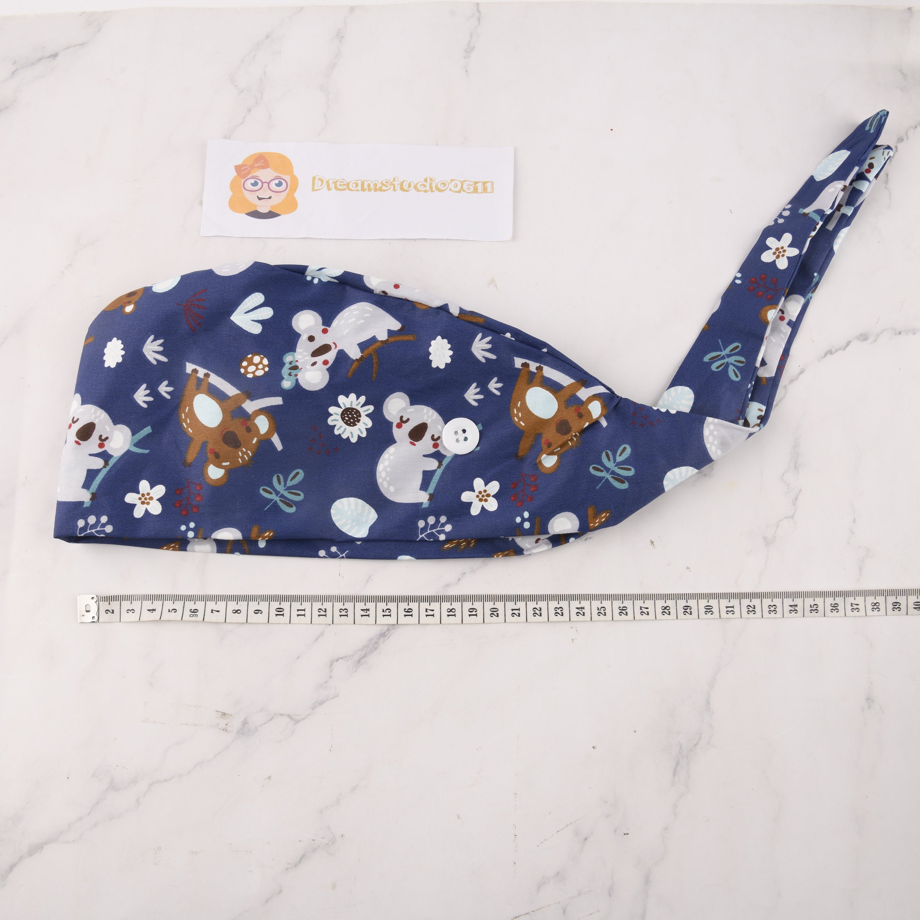 Cute Koala Pattern Scrub Cap - Tie Back Style