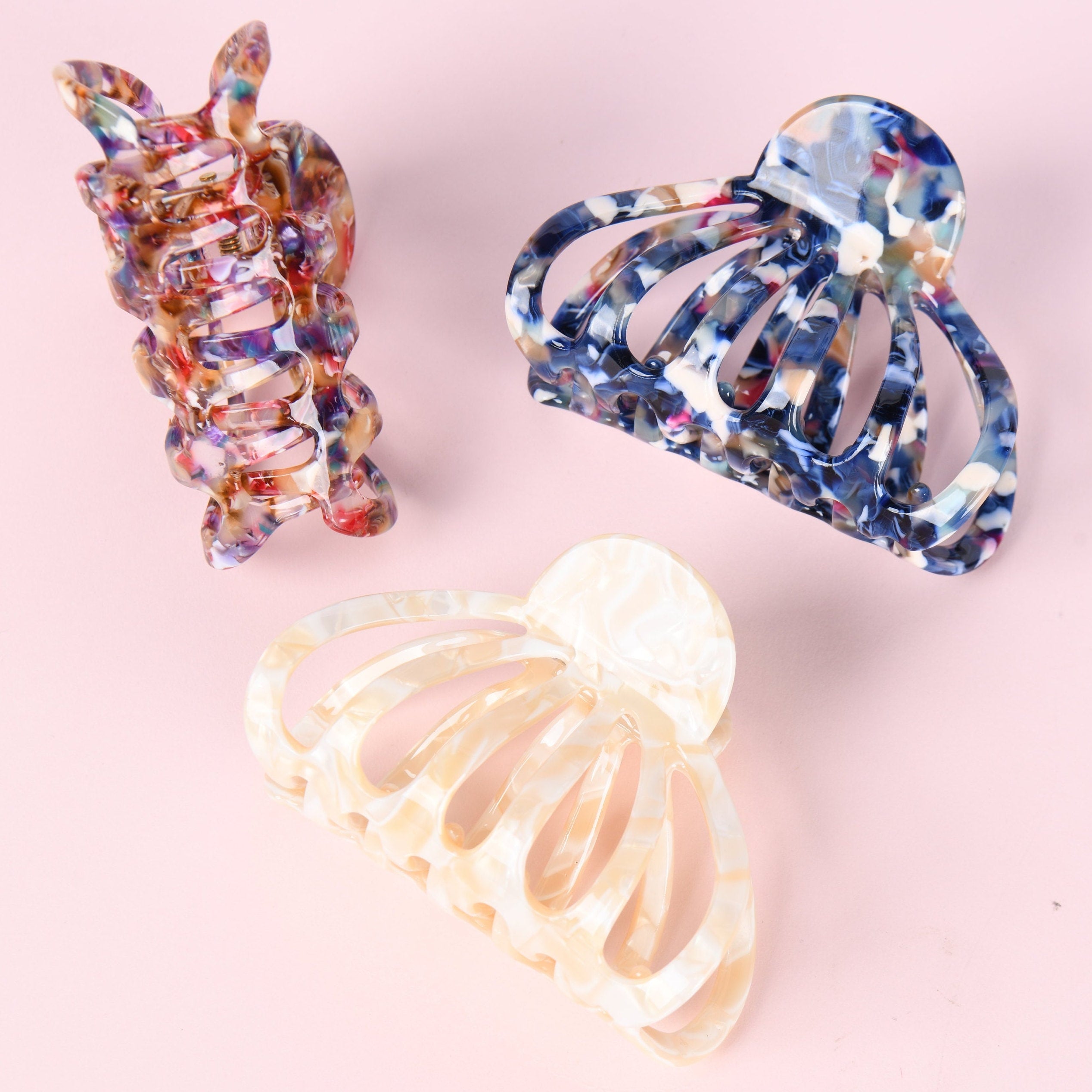 Tortoise Shell Hair Claw Clip, Marble Claw for Thick and Fine Hair,Glossy Neutral Everyday Clip