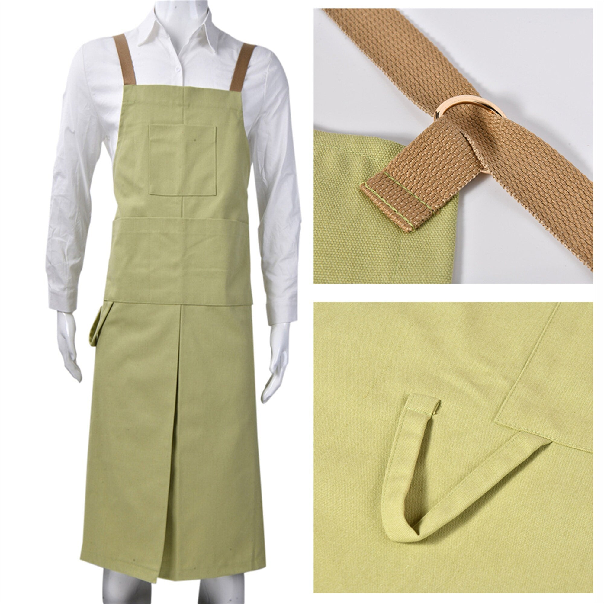 Adjustable Crossback Garden Aprons with Multiple Pockets&Towel Loop