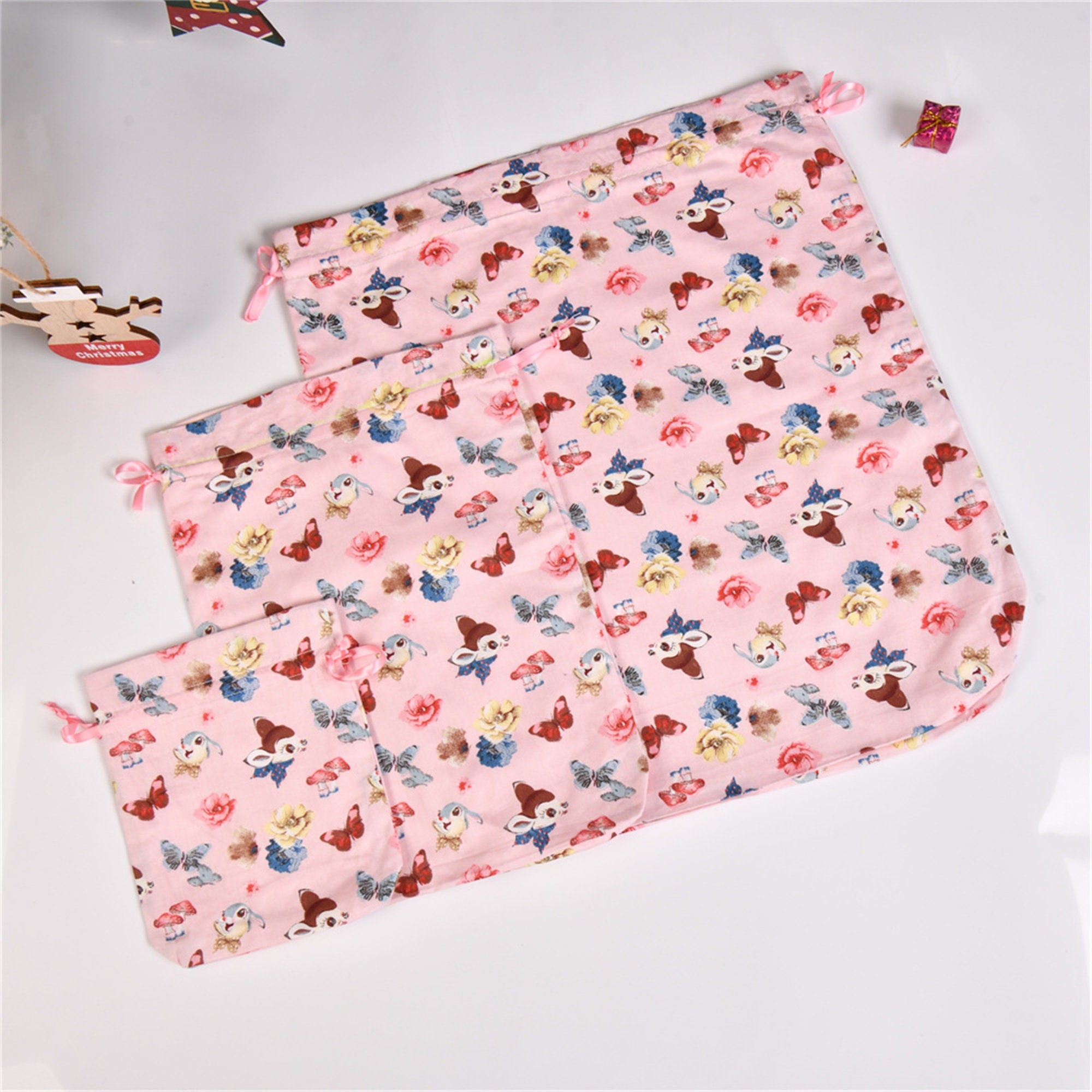 Handmade Floral/Animals Premium Quality Cotton Drawstring Gift Bag