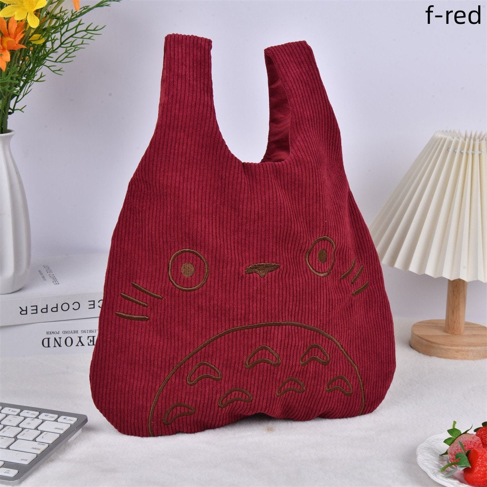 Embroidery Totoro Japanese Knot Bag