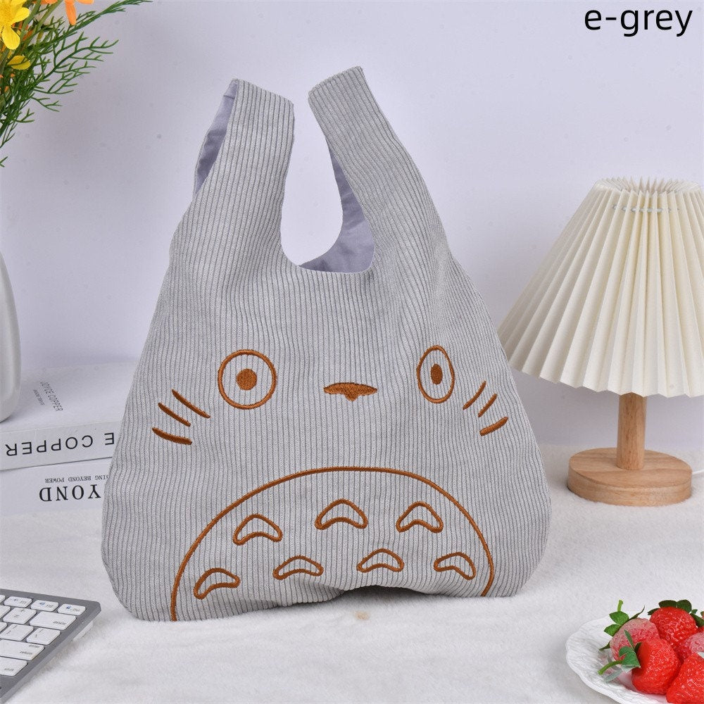 Embroidery Totoro Japanese Knot Bag