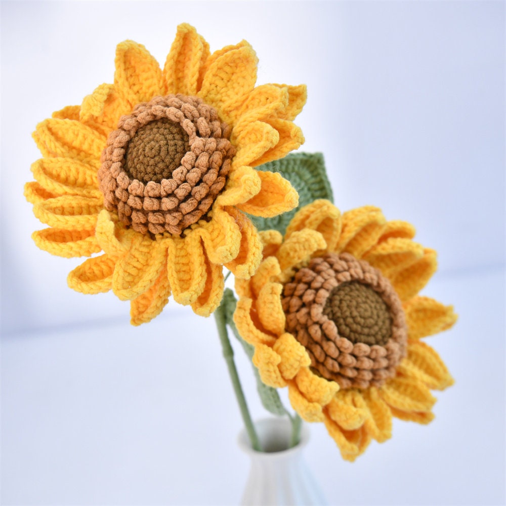 Handmade Knit Sunflower Crochet Bouquet