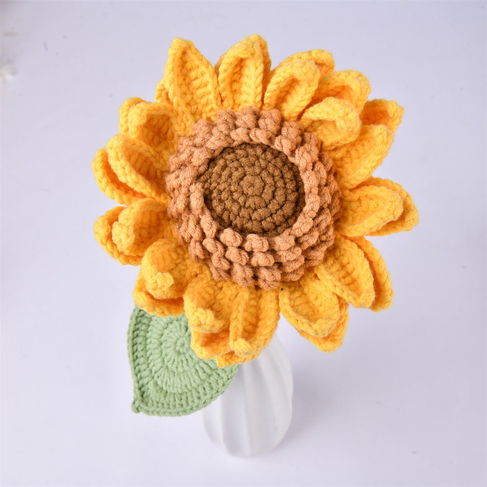 Handmade Knit Sunflower Crochet Bouquet