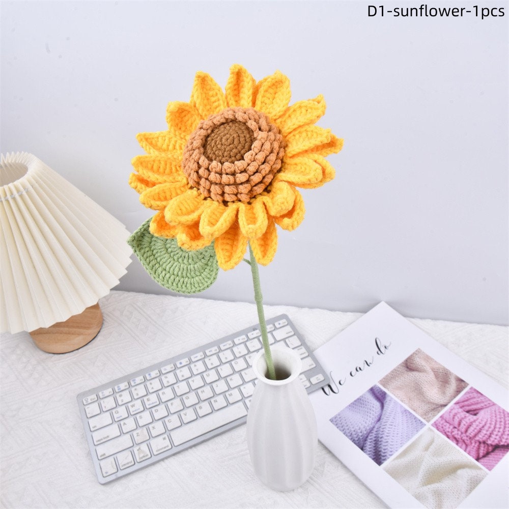 Handmade Knit Sunflower Crochet Bouquet