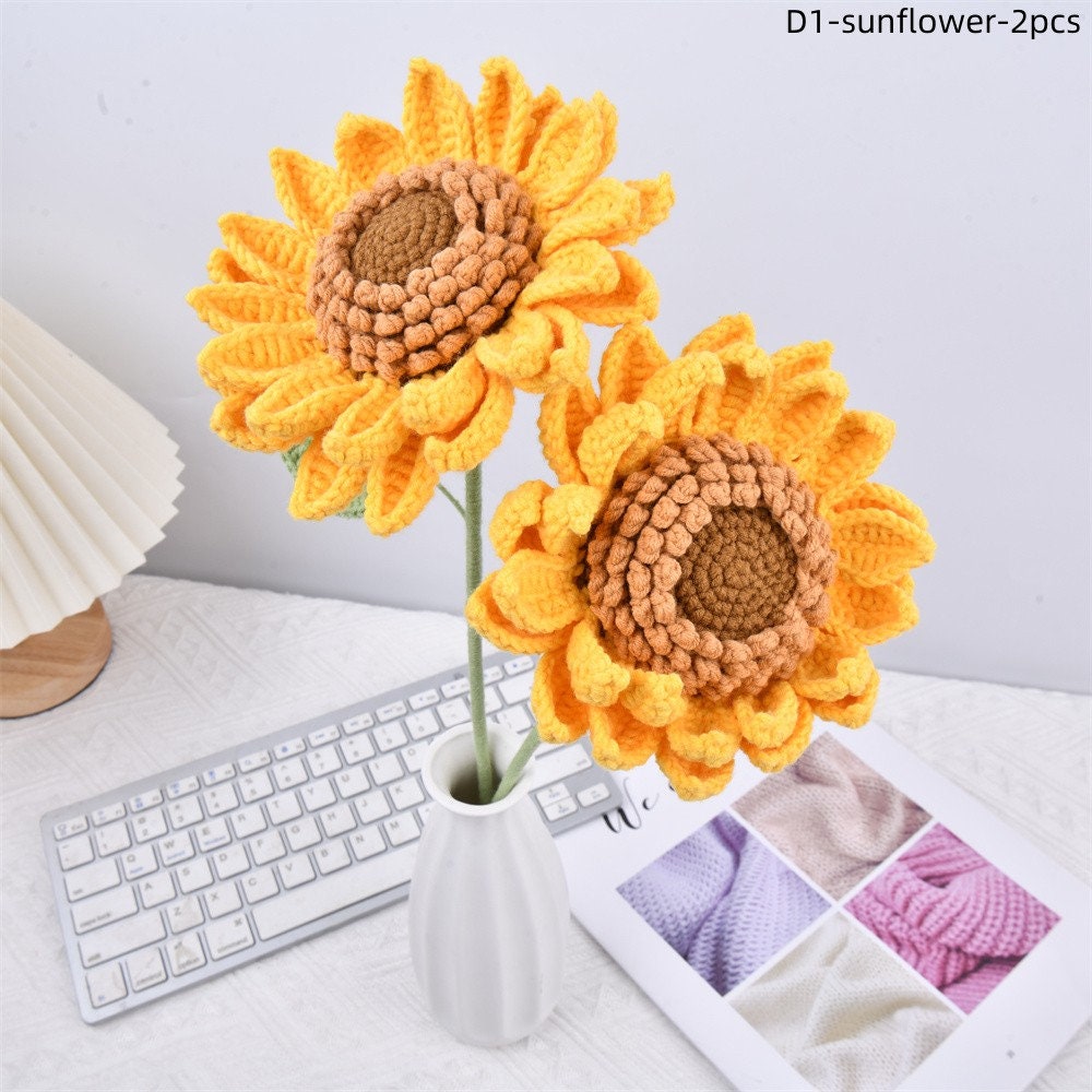 Handmade Knit Sunflower Crochet Bouquet