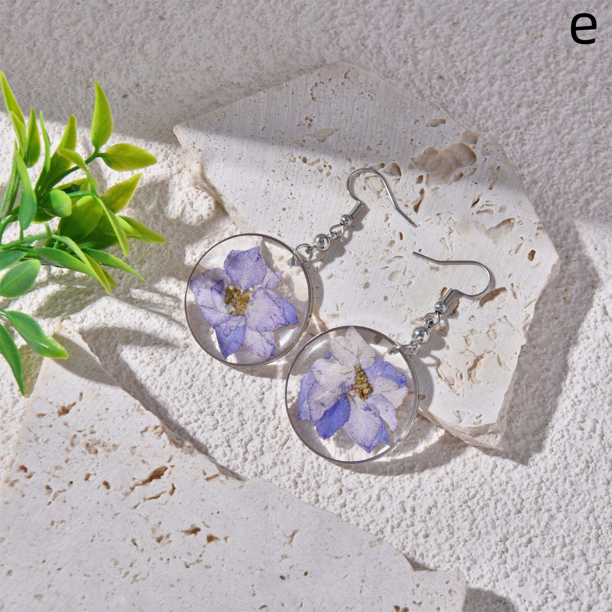 Handmade Real Resin Pressed  Flower Earrings Earring Stud