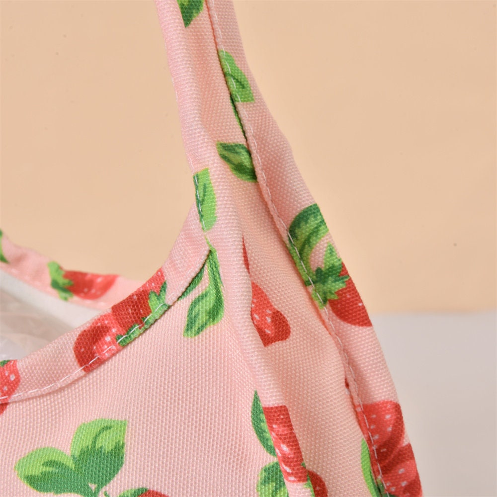 Handmade Cute Pink Strawberry Tote Bag