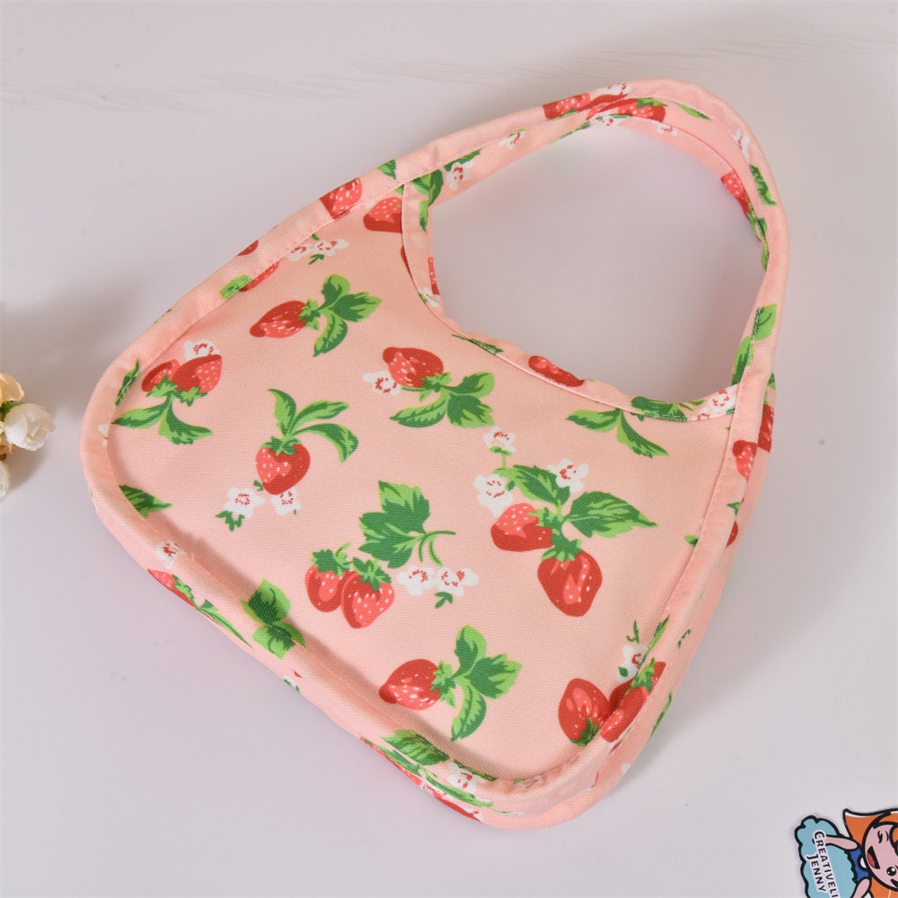 Handmade Cute Pink Strawberry Tote Bag