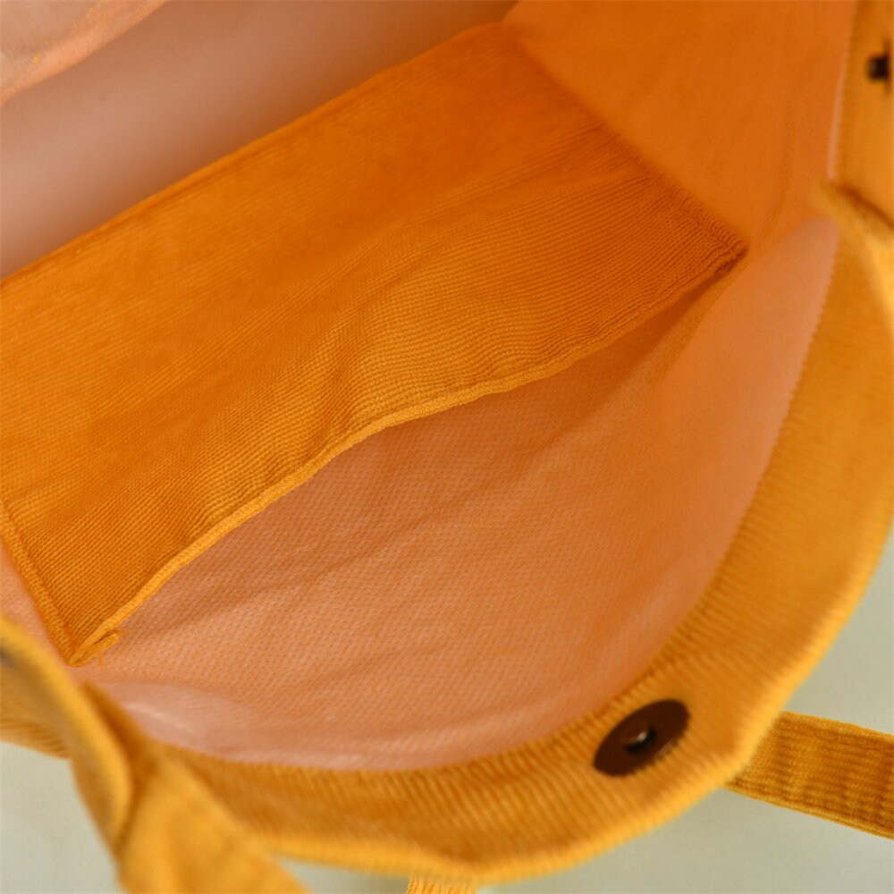 Minimalist Corduroy Solid Tote Bag