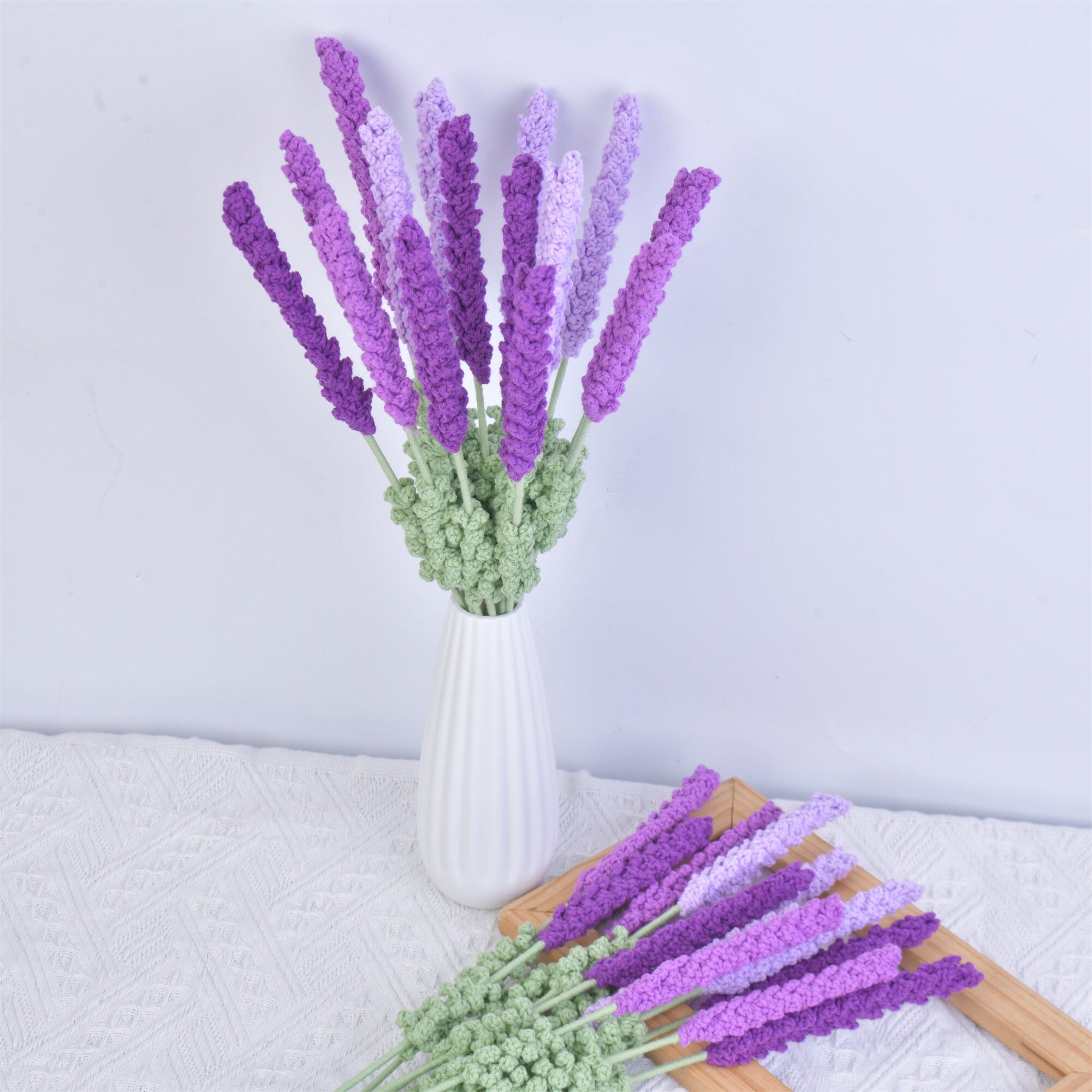 Handmade Knit Purple Lavender Flower Crochet Bouquet