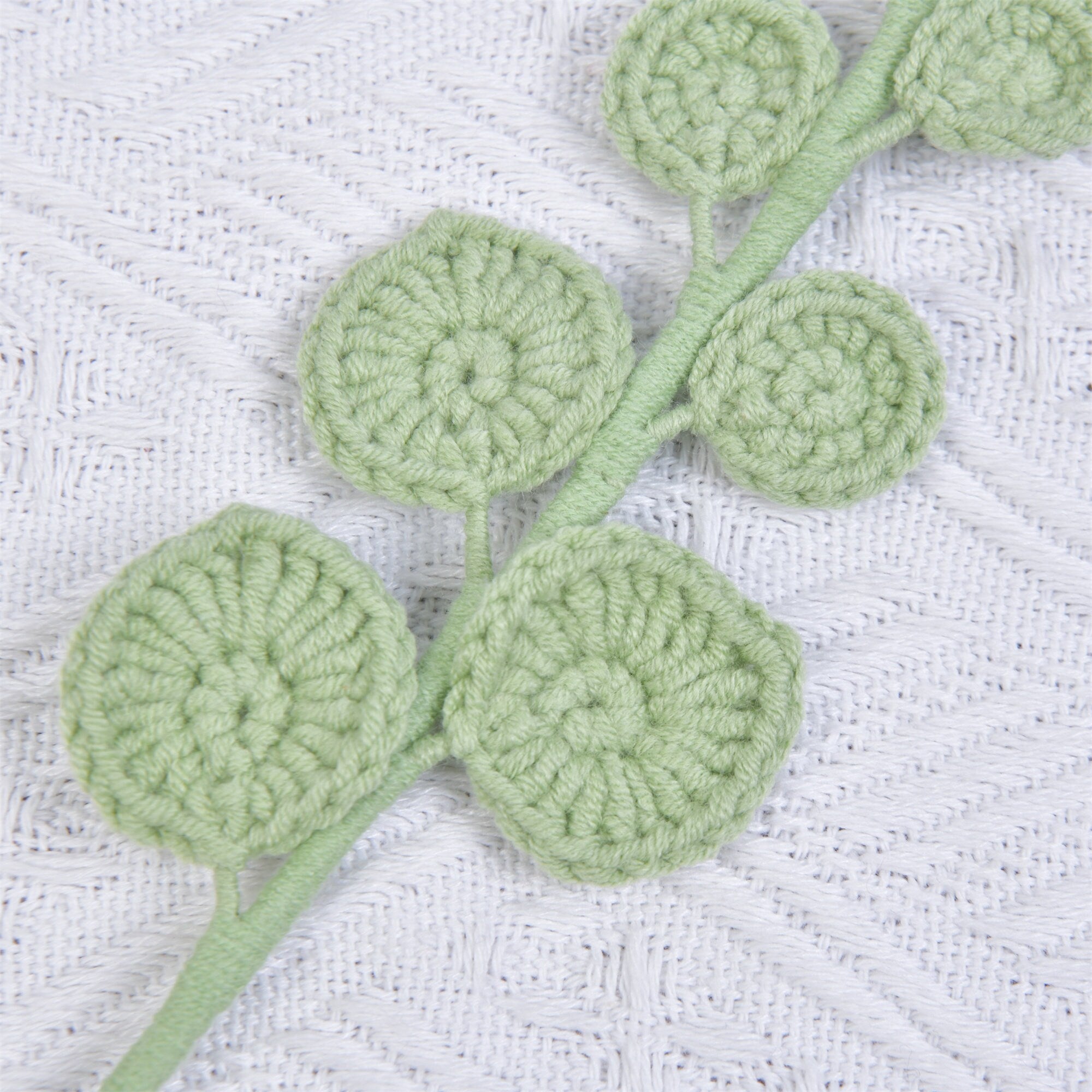 Handmade Knitted Eucalyptus Leaves Crochet Bouquet