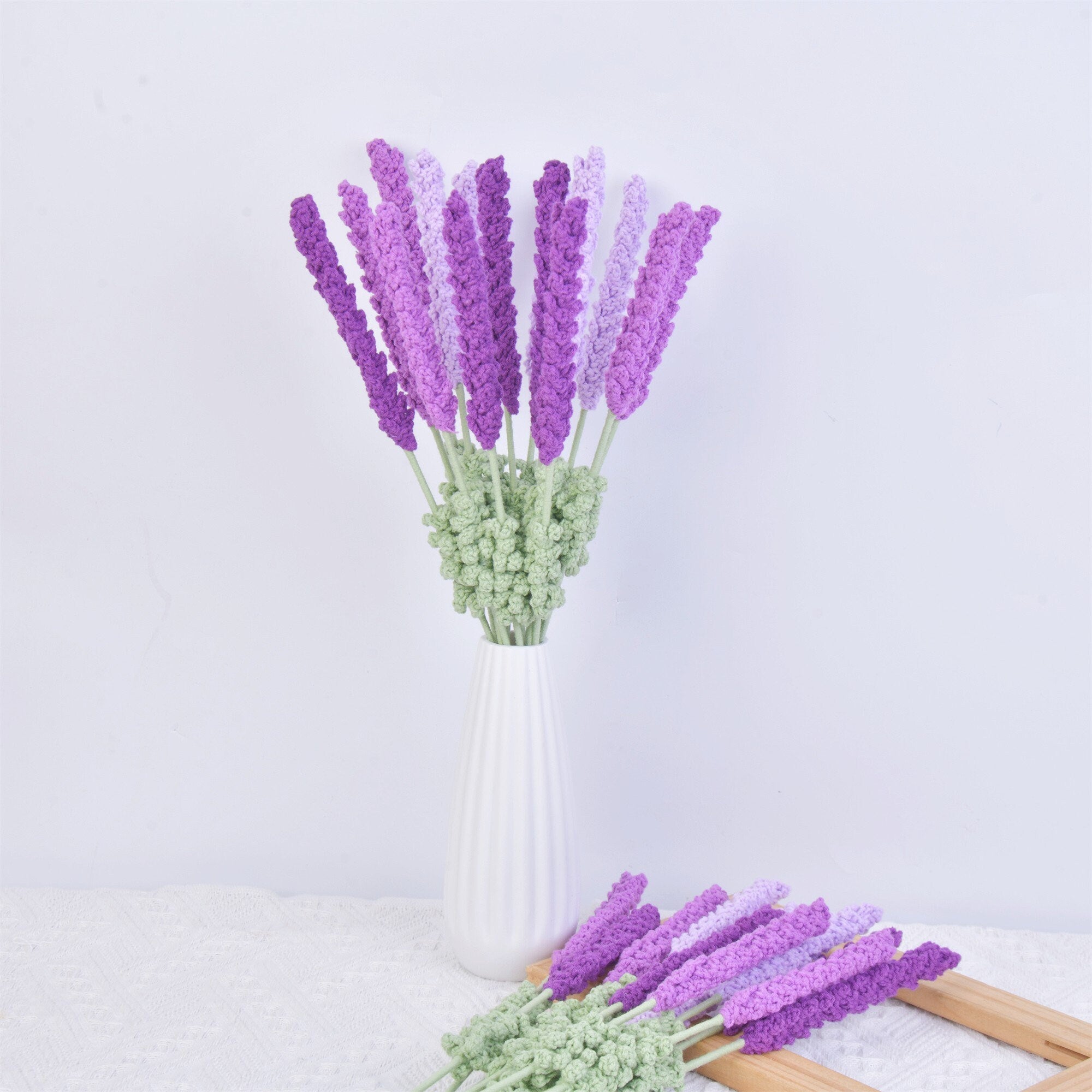 Handmade Knit Purple Lavender Flower Crochet Bouquet