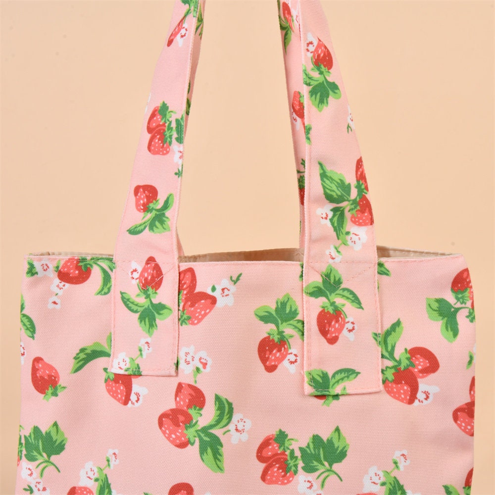 Handmade Cute Pink Strawberry Tote Bag