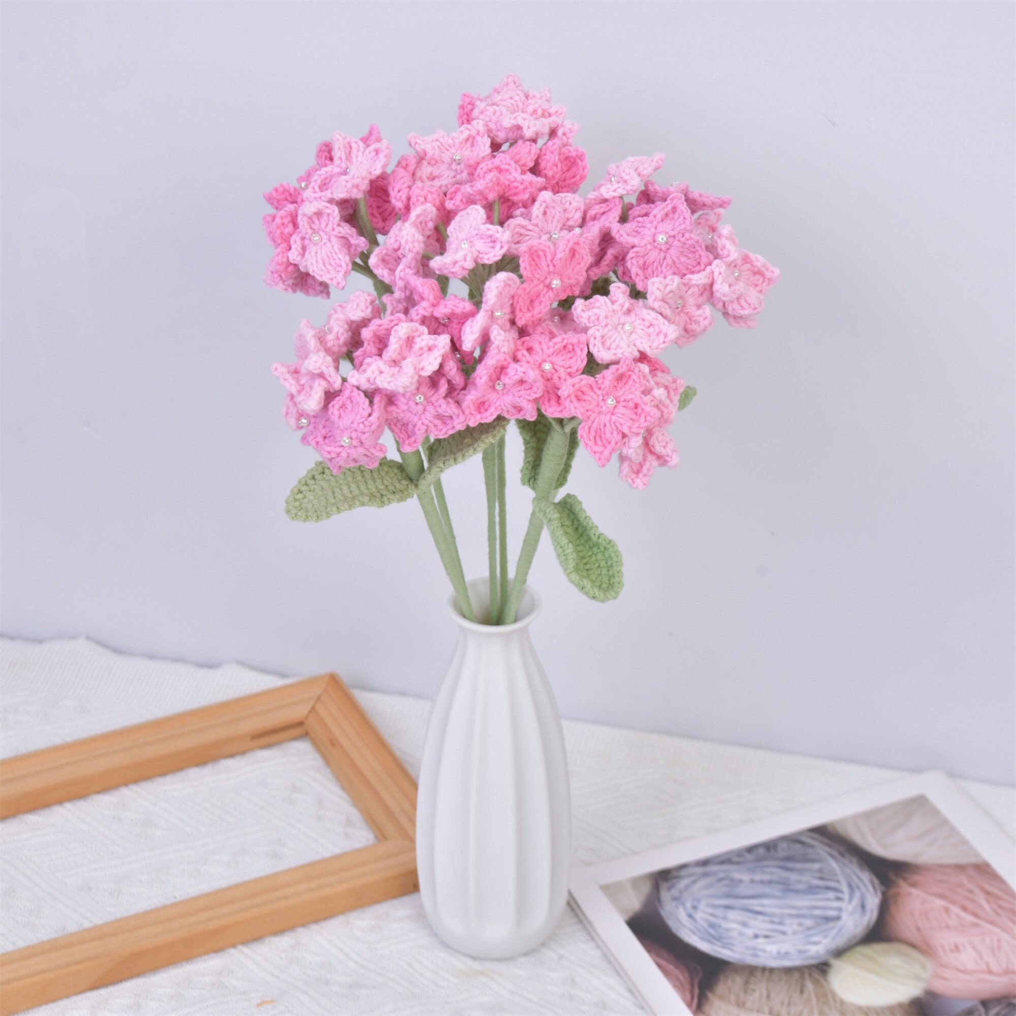 Handmade Knit Hydrangeas Flowers Crochet Bouquet