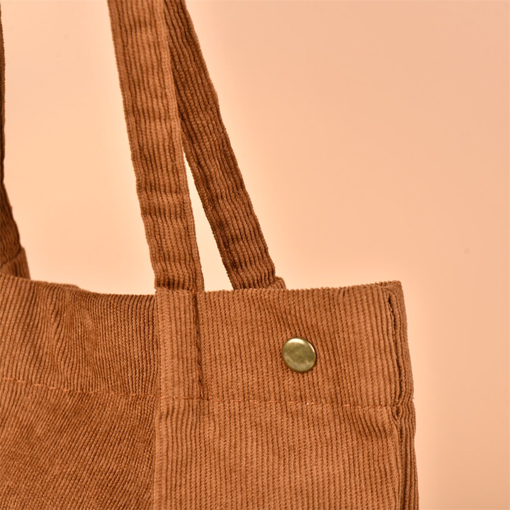 Minimalist Corduroy Solid Tote Bag