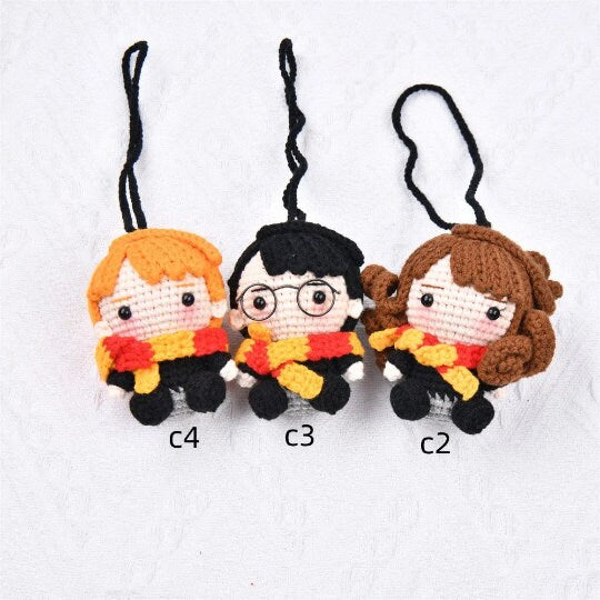 8PCS Handmade Harry Potter Doll Carnations/Tulip/Daisy/Eucalyptus Crochet Bouquet