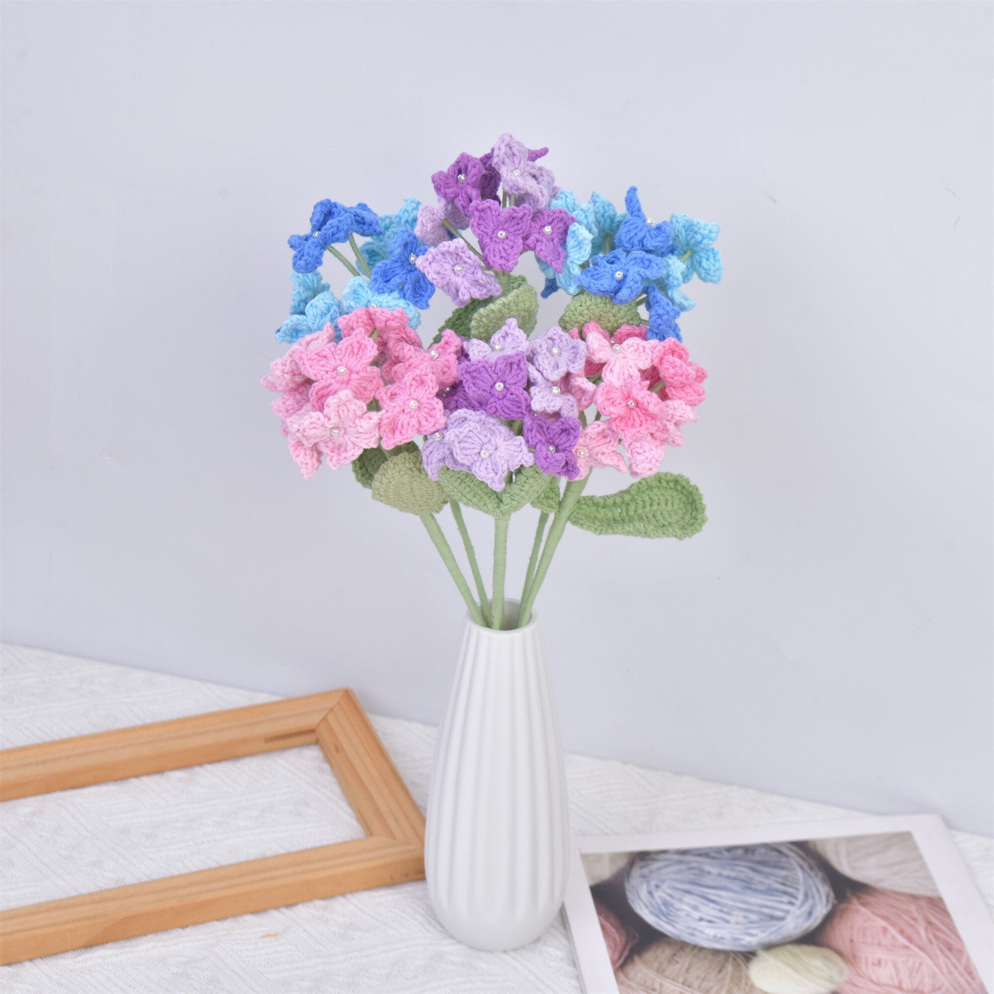 Handmade Knit Hydrangeas Flowers Crochet Bouquet