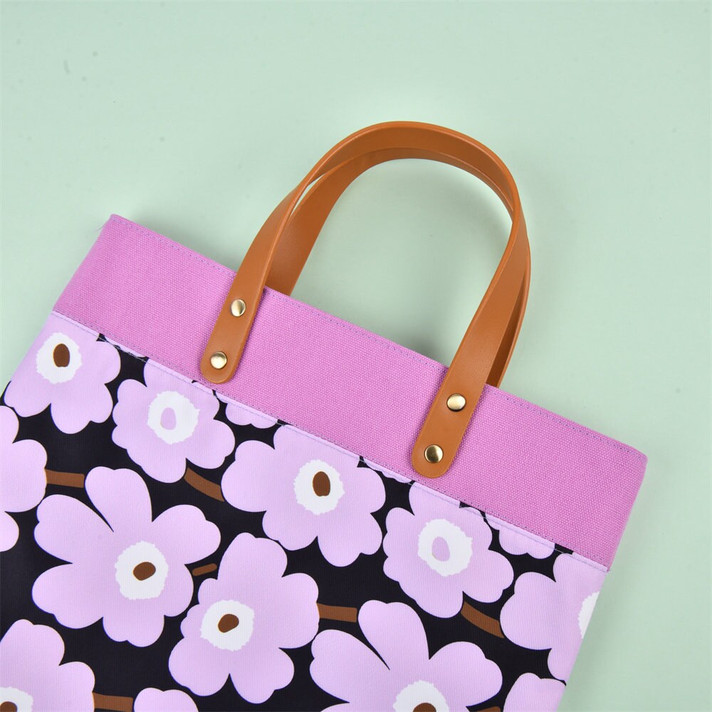 Handmade Purple Large Flower Tote Bag