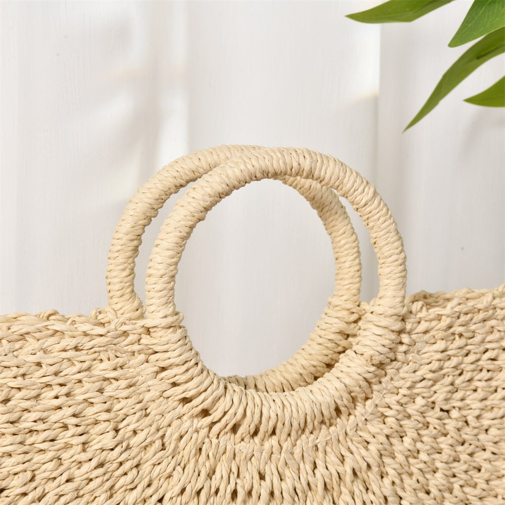 Half Moon Straw Tote Bag