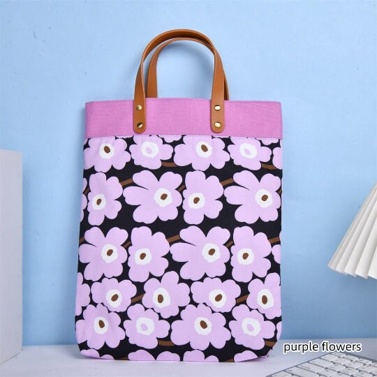 Handmade Purple Large Flower Tote Bag