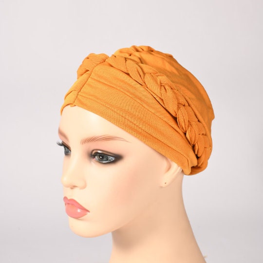 Plain Colours Pre-tied Turban - Full Head Coverage, Chemo Cancer, Hair Loss