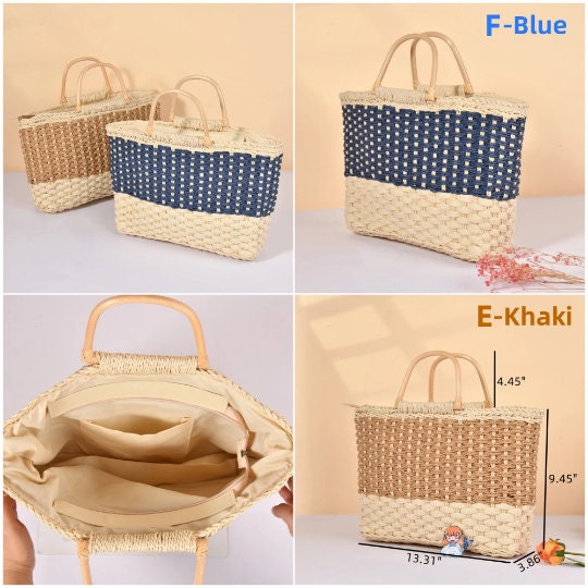 Half Moon Straw Tote Bag